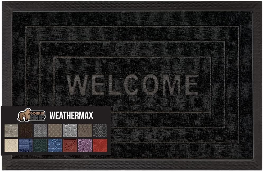 Gorilla Grip WeatherMax – Tapete para todas las estaciones 100% impermeable, 17×29 pulgadas, goma natural duradera, resistente a manchas y