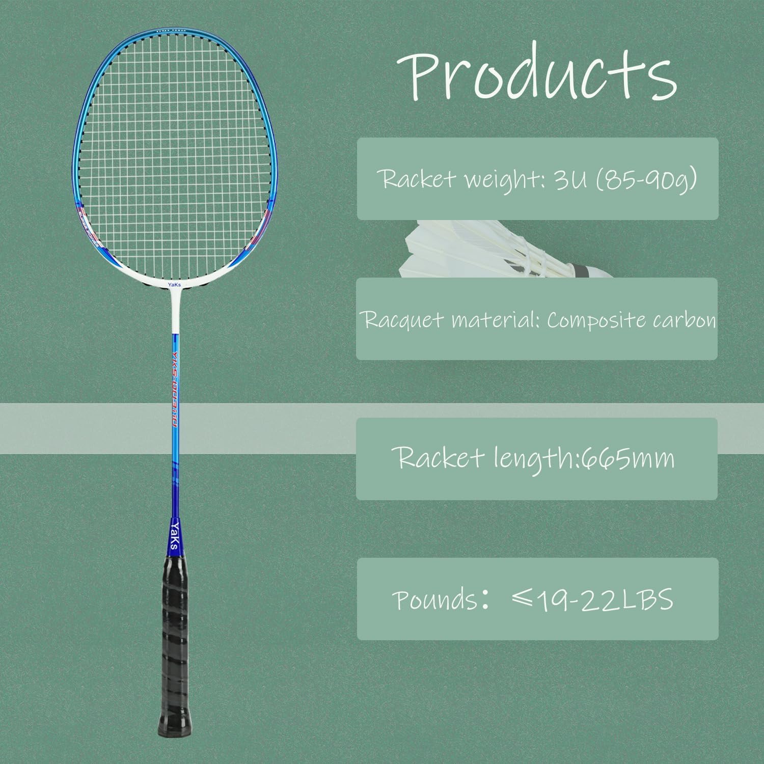 YAKS Juego de raquetas de bádminton de entrenamiento de estudiantes adultos de alta elasticidad profesional de carbono 3U, 2 uds. Tipo duradero