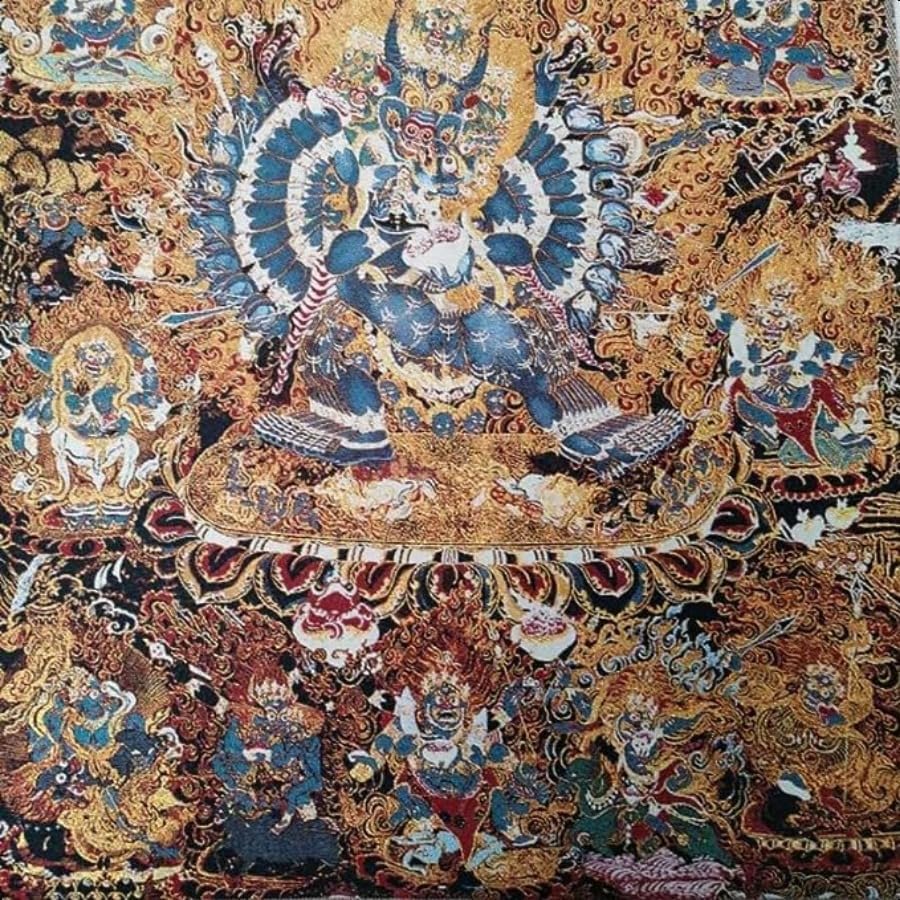 Thangka – Tapiz de seda para colgar en la pared, diseño tibetano, Yama Dharmaraja, deidad budista, Yamantaka, Tangka, yoga, decoración del hogar,