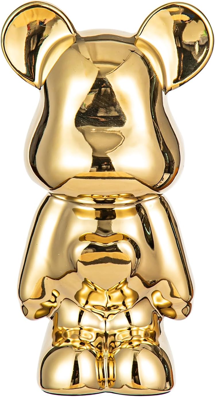 Yundu Alcancía de cerámica para niños y adultos  Bearbrick, KAWS, banco de monedas para niñas y niños  Decoración dorada  Decoración moderna,