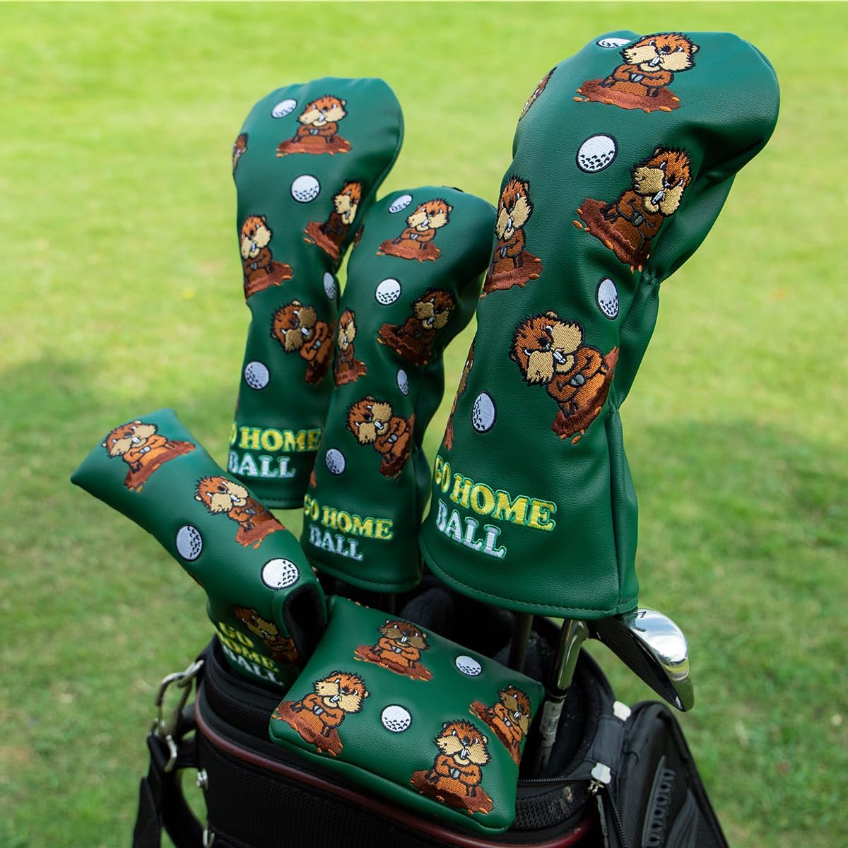 Barudan Golf Groundhog Golf Driver Head Cover Headcover 3 Wood Cover Hybrid Headcover Putter Head Cover -Fairway Rescue Wood Head Cover fits for