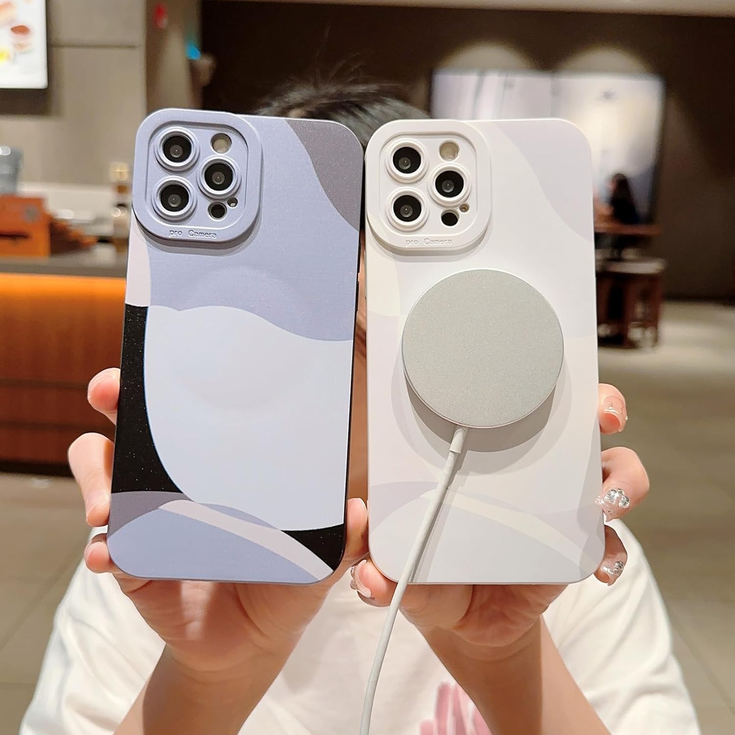 YKCZL Funda magnética compatible con iPhone 12 Pro Max con MagSafe, bonito patrón de arte pintado, protector completo de lente de cámara, delgada y