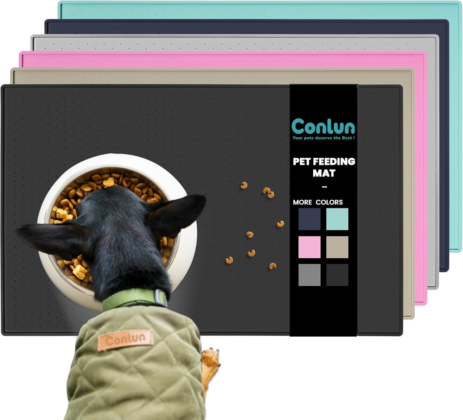 Tapete de silicona para comida para perros, tapete de goma impermeable para alimentación de mascotas para perros y gatos, tapete antideslizante con