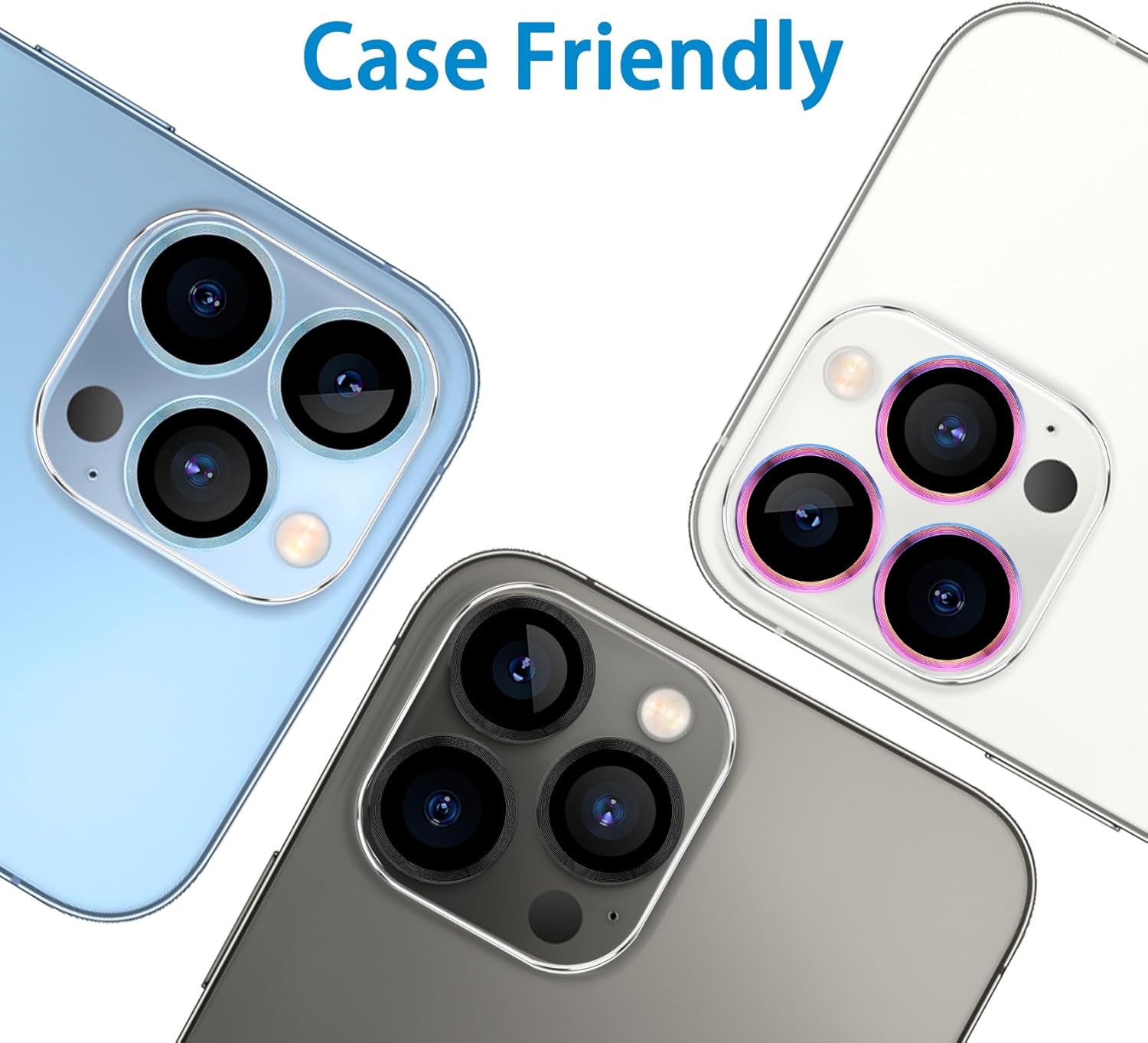 Paquete de 3 protector de lente de cámara de vidrio templado Dengduoduo para iPhone 13 Pro de 6.1 pulgadas y iPhone 13 Pro Max de 6.7 pulgadas,