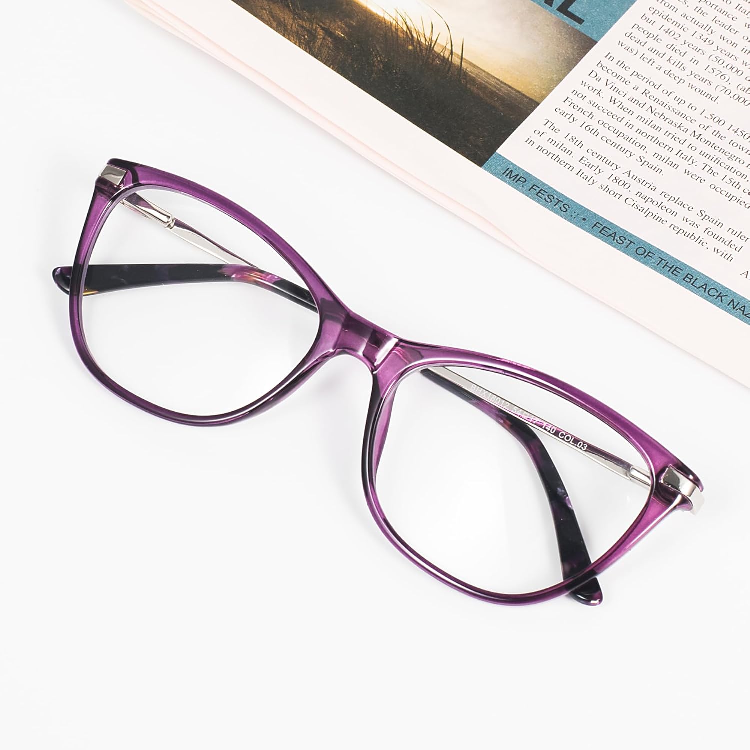 Gafas de lectura con bloqueo de luz azul, gafas de lectura de ojo de gato, gafas de lectura ultraligeras para mujeres BHX8012