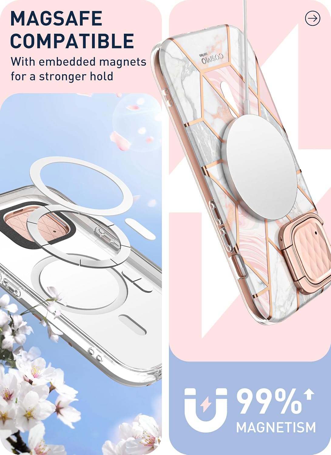 i-Blason Funda para iPhone 15iPhone 14iPhone 13 6.1 pulgadas con soporte para cámara compatible con MagSafe Funda protectora delgada de cuerpo