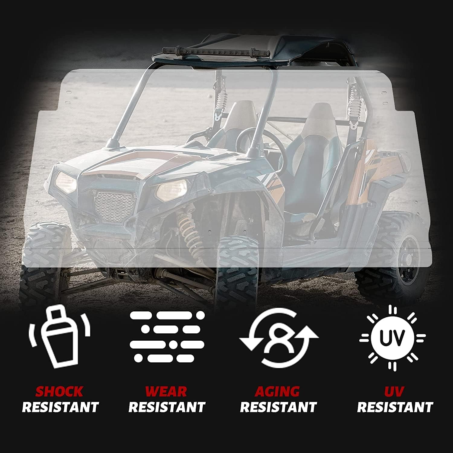 HECASA Parabrisas delantero transparente compatible con Massimo MSU 500700 2015+, Bighorn, Outfitter, Cub Cadet 500700 2 en 1 plegable UTV