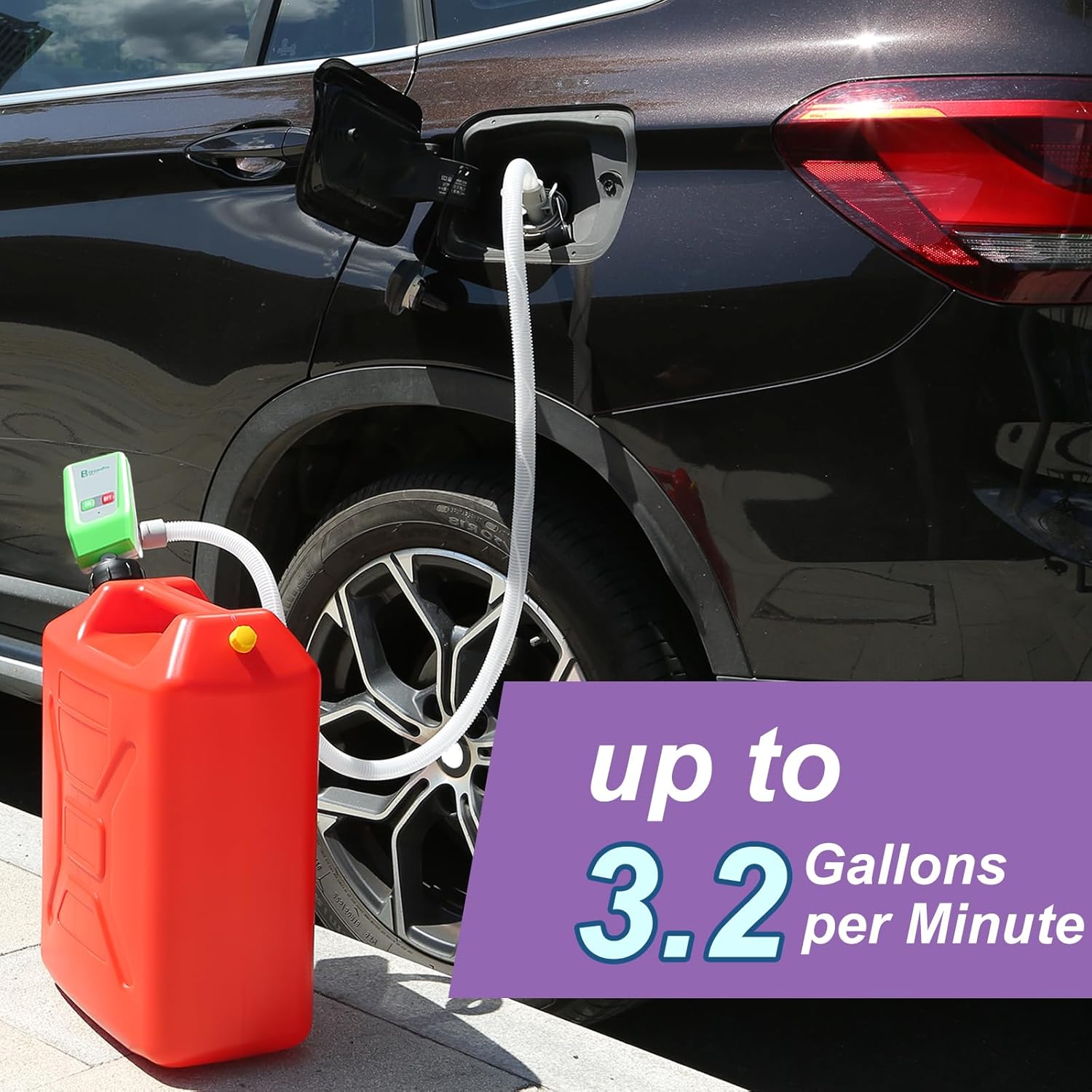 Bomba automática de transferencia de combustible, sensor de flujoparada automática de 3.2 GPM y protección contra desbordamiento, batería AACC 12 V,