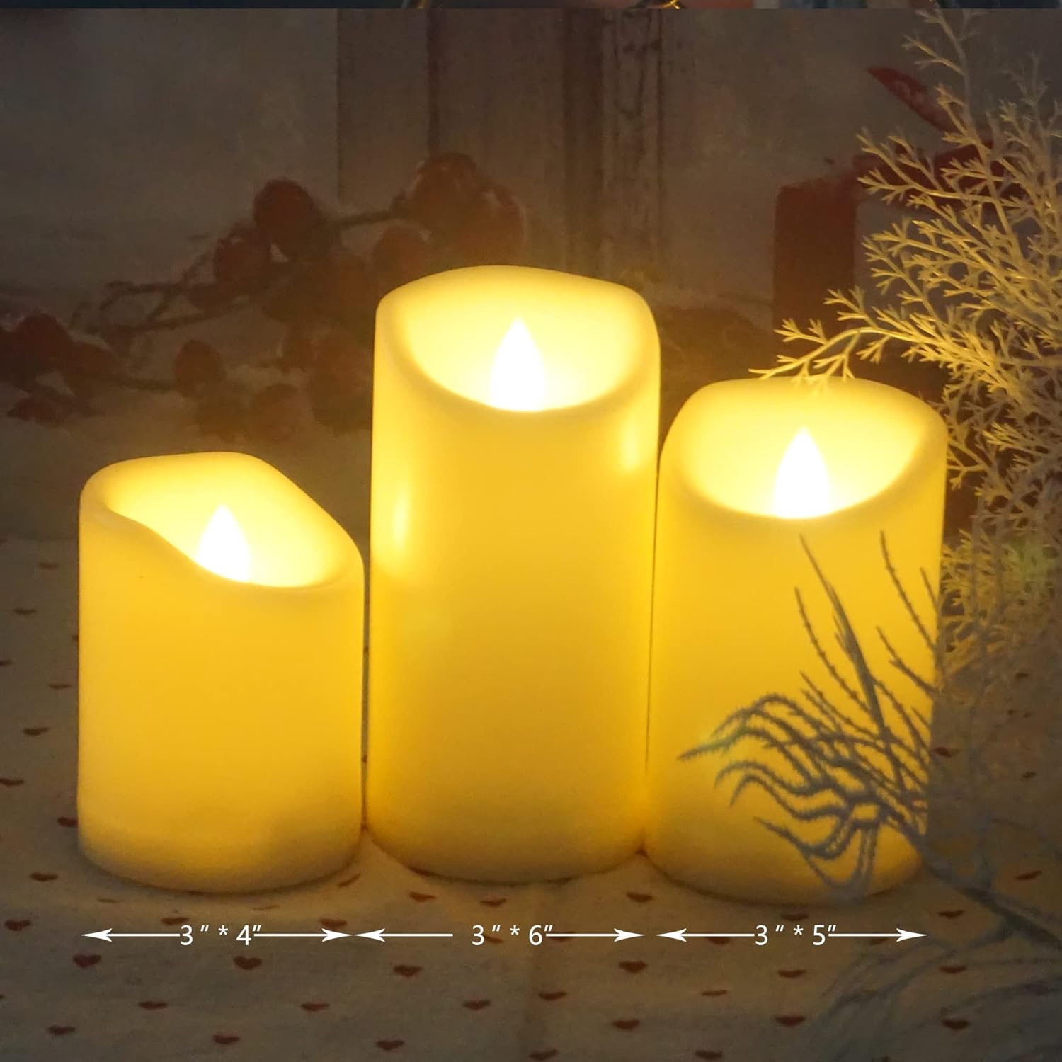 Velas parpadeantes sin llama con control remoto y temporizador, velas LED falsas eléctricas realistas que funcionan con pilas en blanco crema, velas
