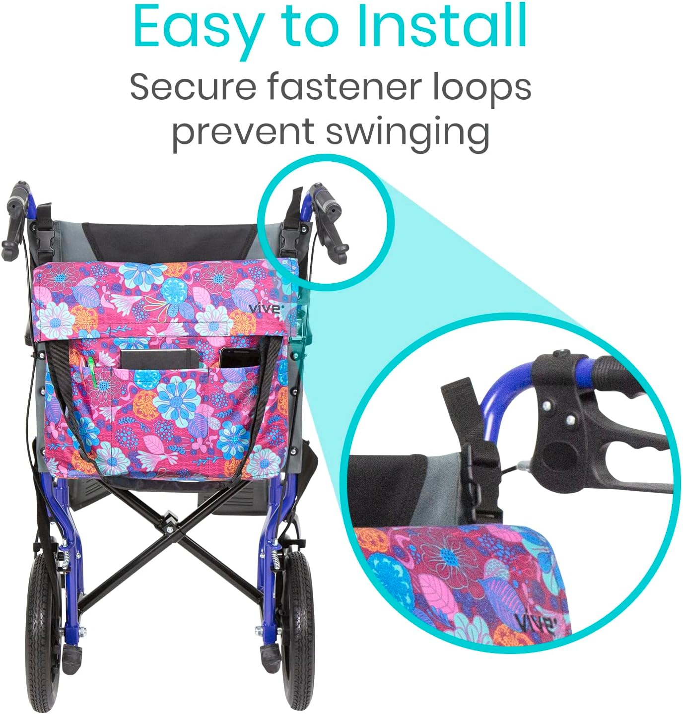 Bolsa para silla de ruedas, Floral púrpura
