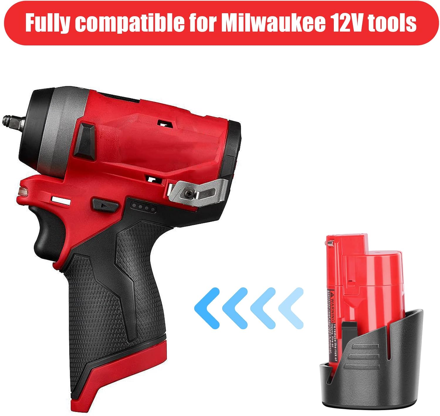 KUNLUN Paquete de 2 baterías de repuesto de 3.0Ah 12V para Milwaukee M12 de litio compatible con batería Milwaukee de 12 voltios 48-11-2411
