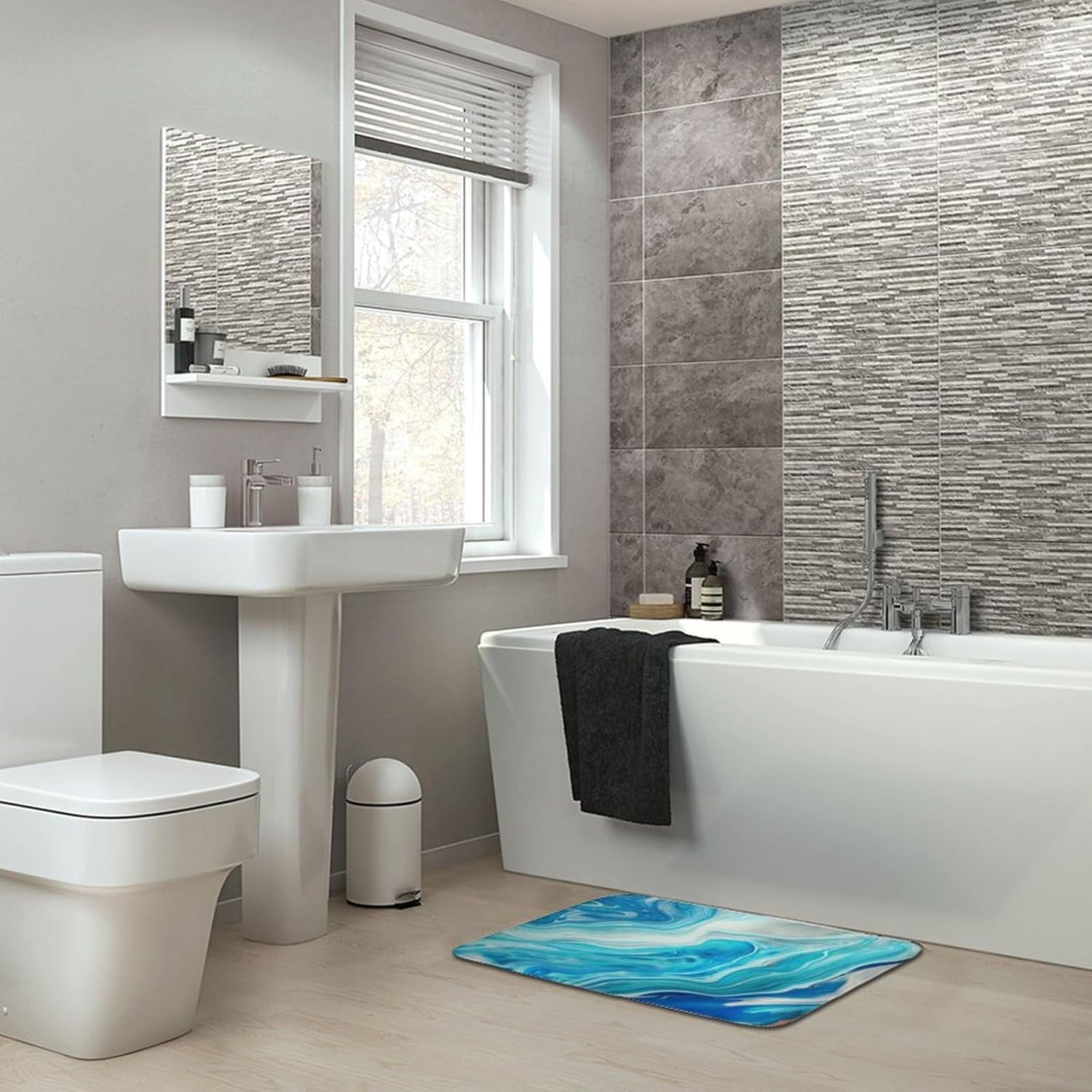 Tapete de baño para baño, súper absorbente, de secado rápido, con parte trasera de goma, antideslizante, de diatomita, 20 x 32 pulgadas