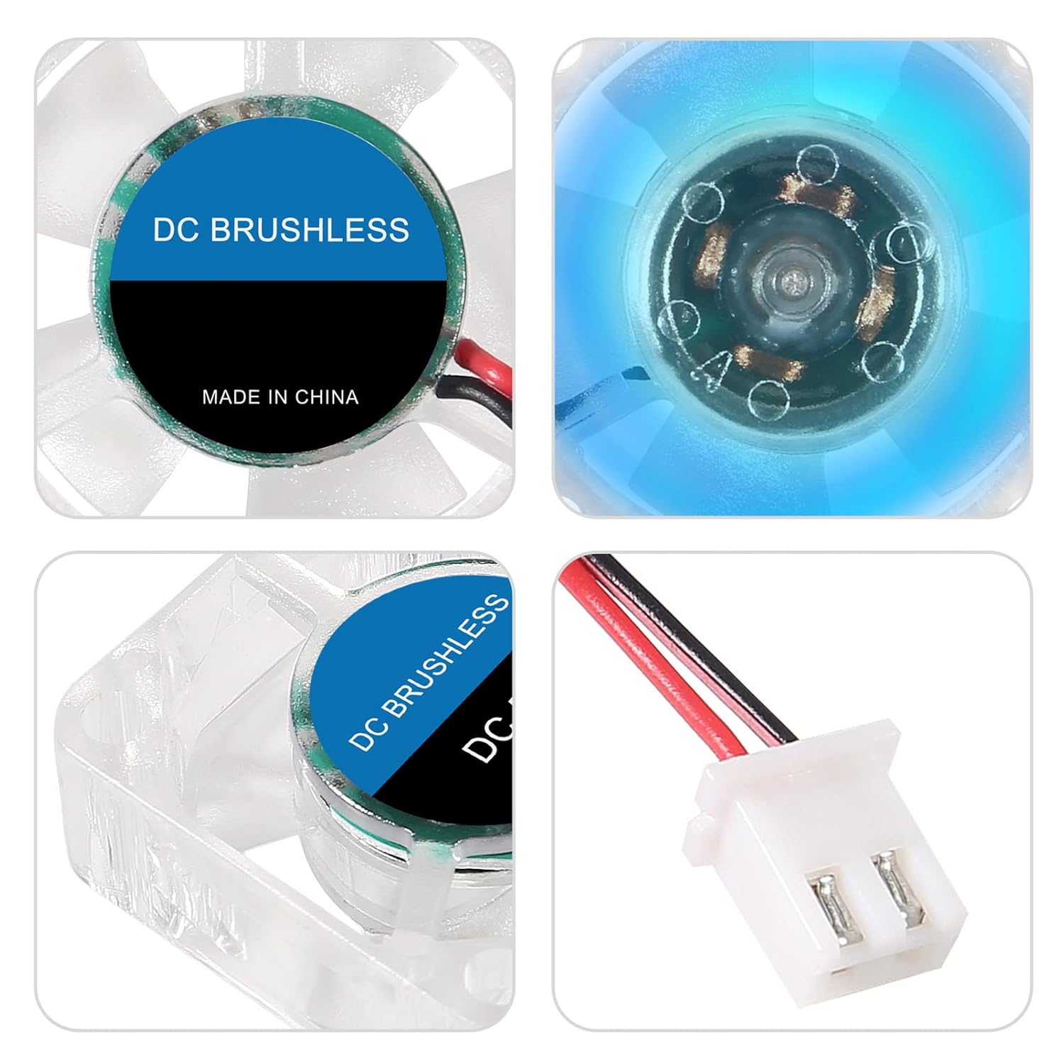 4 unids 3010 ventilador 1.181 in 1.181×1.181×0.394 in RGB ventilador color Led DC 24V 3010 DC enfriador hidráulico rodamiento sin escobillas