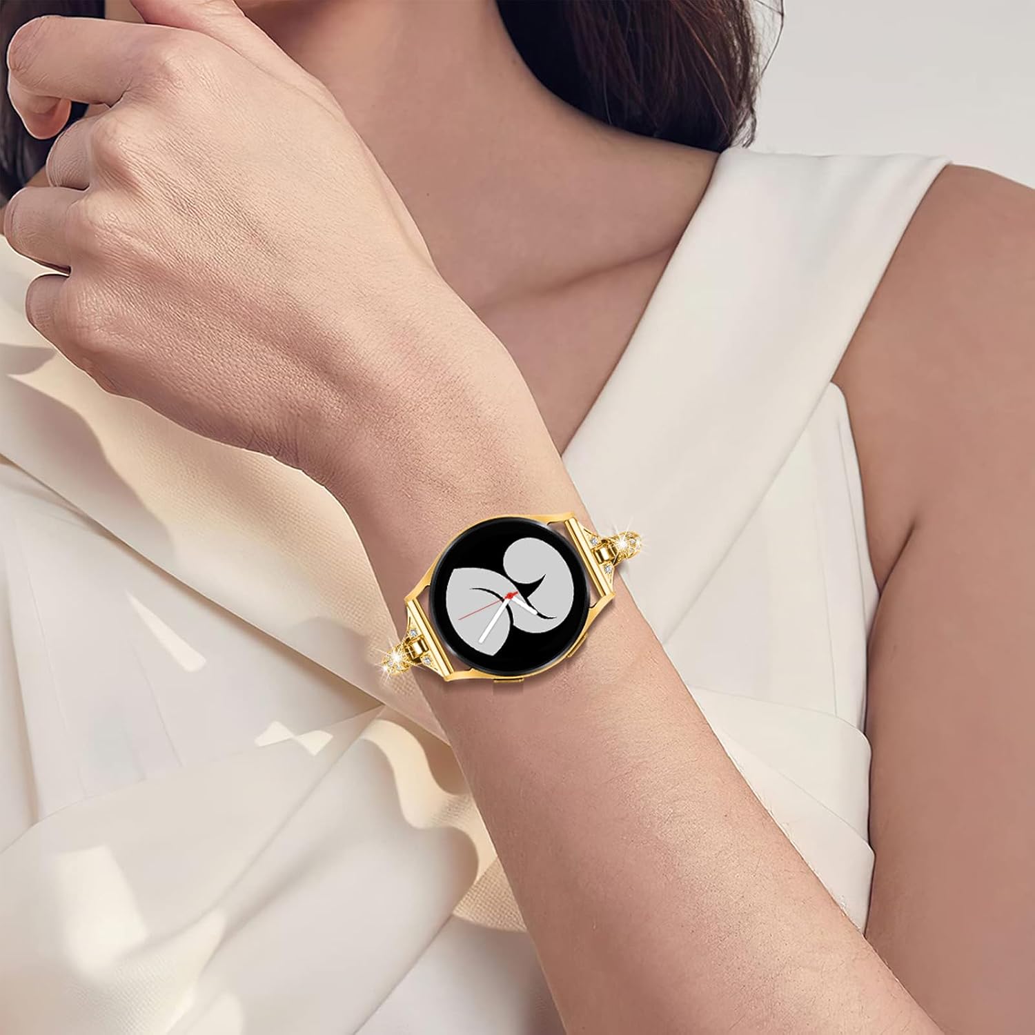Bandas compatibles con Samsung Galaxy Watch 66 Classic  55 Pro  44 Classic  3 1.614 in  Active 2, pulsera de repuesto de metal con diamantes
