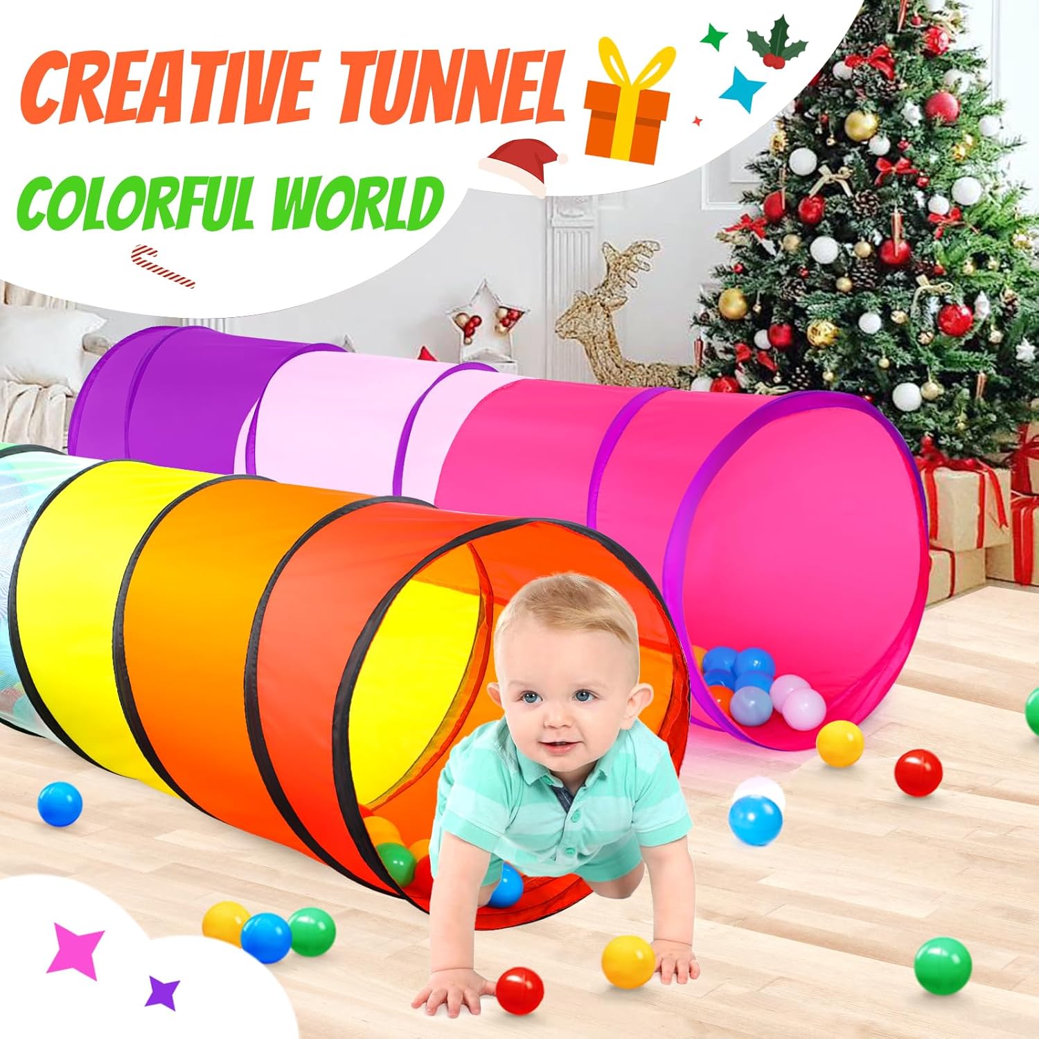 Tienda de campaña de túnel de juego para niños pequeños, paquete de 2 túneles de 6 pies para bebés, niños o perros gatos, regalo plegable para niños