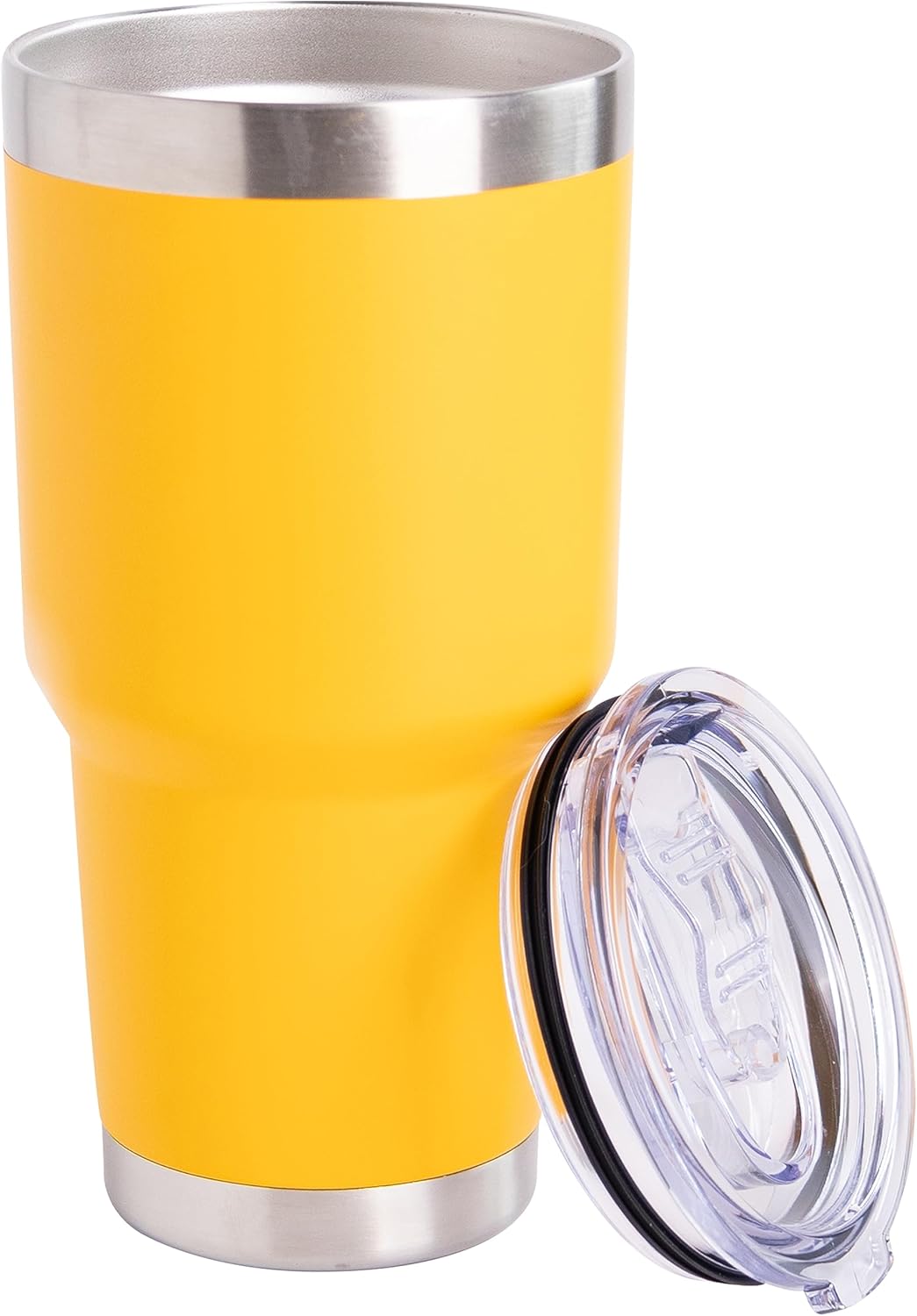NORDAY Vaso con tapa, 30 onzas, amarillo, de acero inoxidable, doble pared aislada al vacío, taza de café de viaje para portavasos de automóvil,
