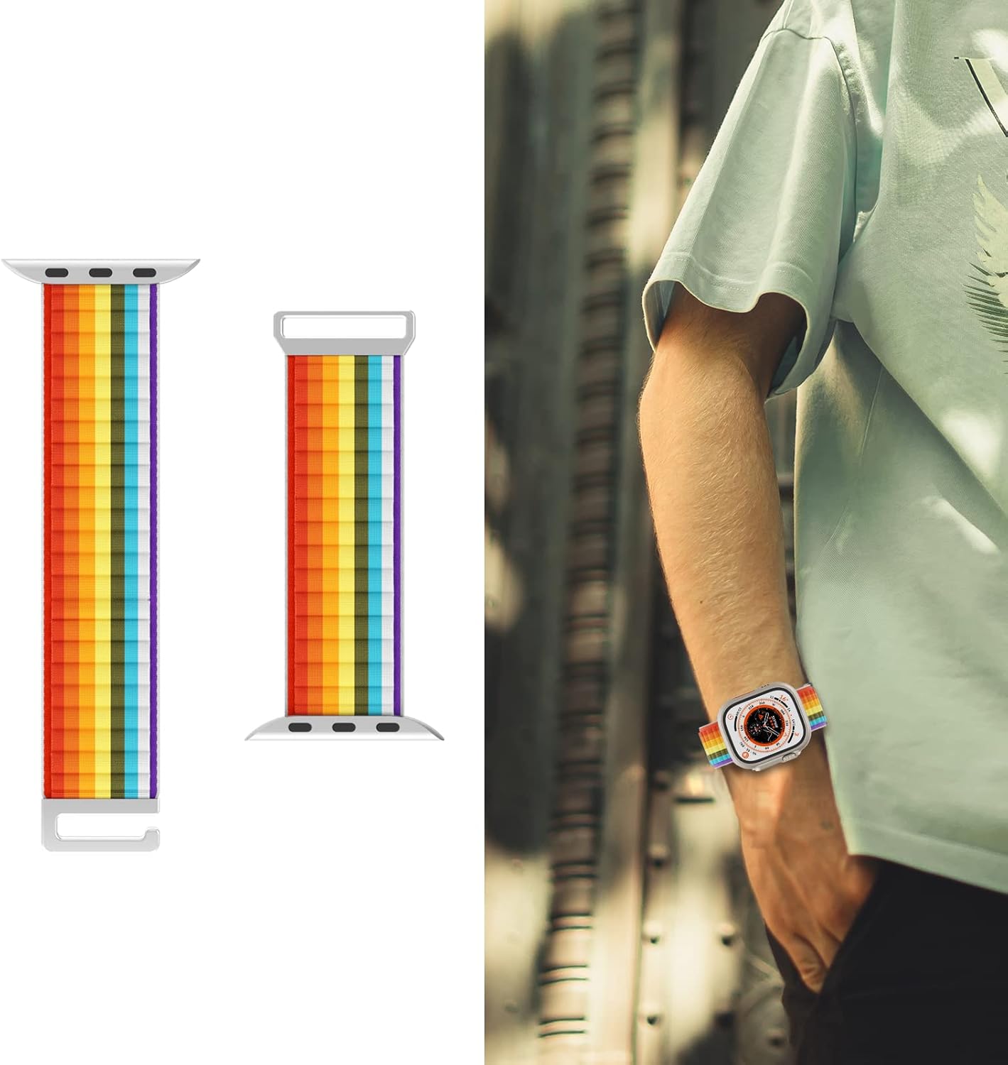 Diseño mejorado Alpine Loop compatible con Apple Watch UltraUltra2 1.929 in 1.772 in 1.732 in 1.654 in 1.614 in 1.575 in 1.496 in nailon ajustable
