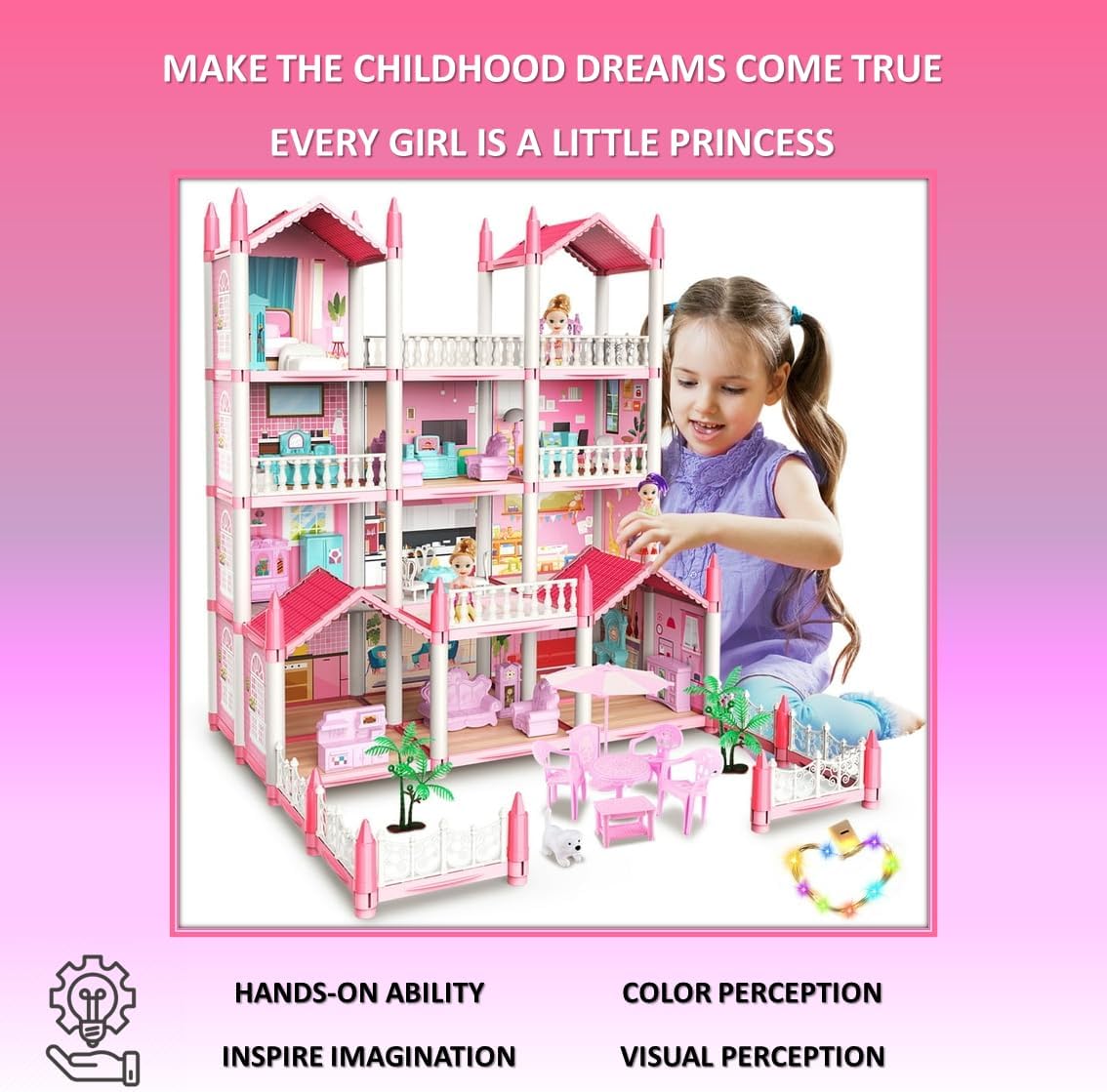Casa Grande de Muñecas para Niñas – Casa Grande de Muñecas para Niñas – Casa Grande de Muñecas para Niñas – Increíble casa de muñecas con 14