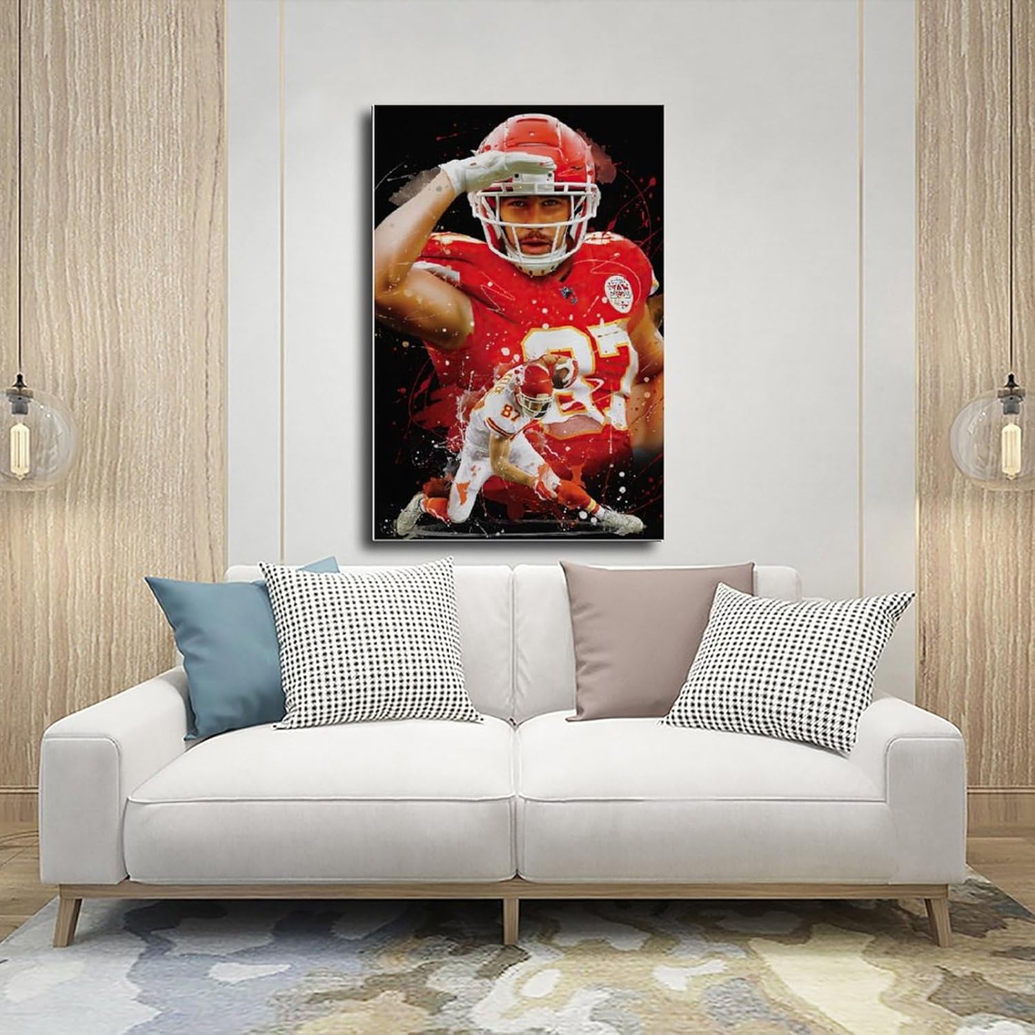 BAVIEN Travis Kelce – Póster de arte de fútbol americano, arte de pared, pinturas impresas para sala de estar, dormitorio, sin marco 12 x 18