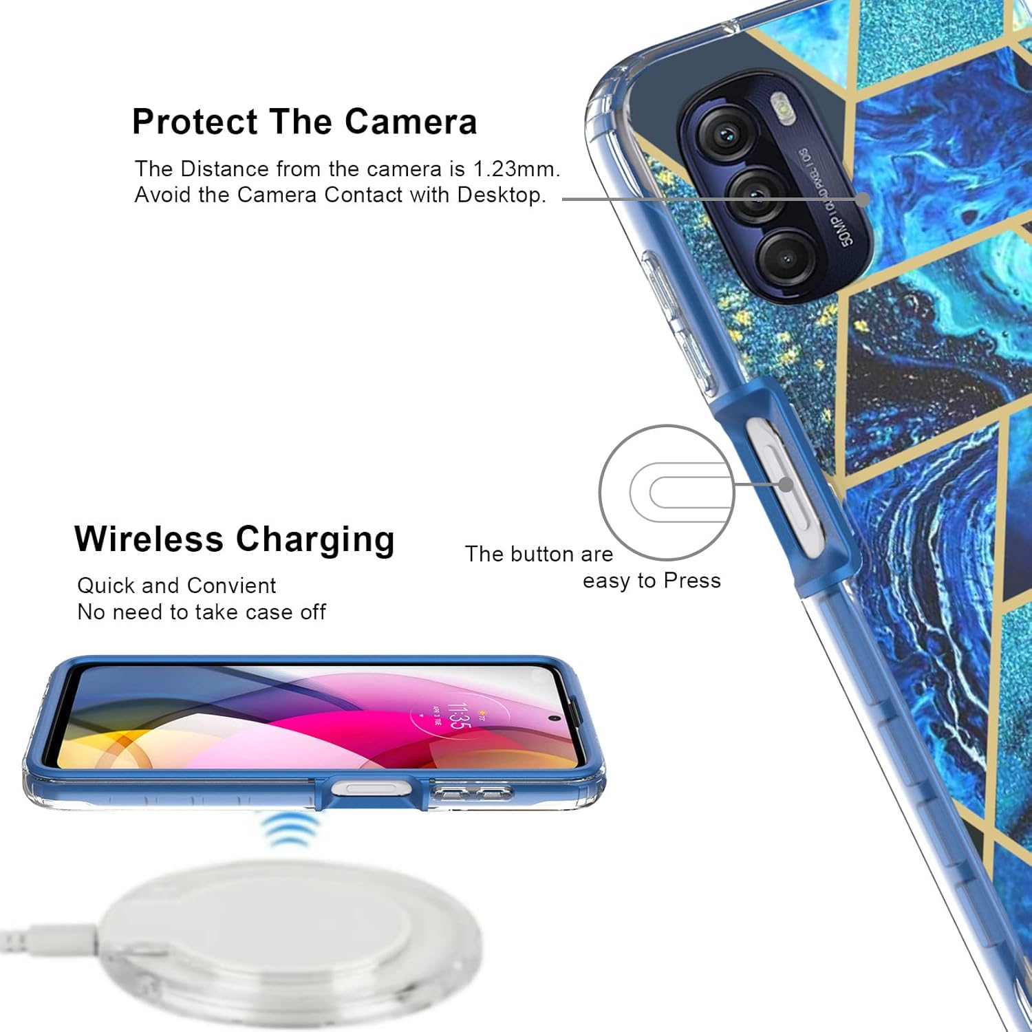 Jeylly Motorola G Stylus 5G 2022 – Funda para Moto G Stylus 5G 2022, funda híbrida de policarbonato duro + goma de poliuretano termoplástico suave a