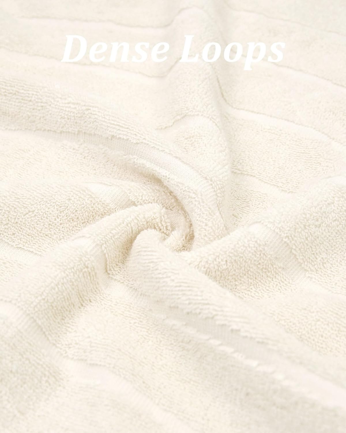 Cleanbear Juego de 2 toallas de baño beige con rayas onduladas, juego de toallas de baño de algodón para baño, 100% algodón, 55 x 27 pulgadas, 400