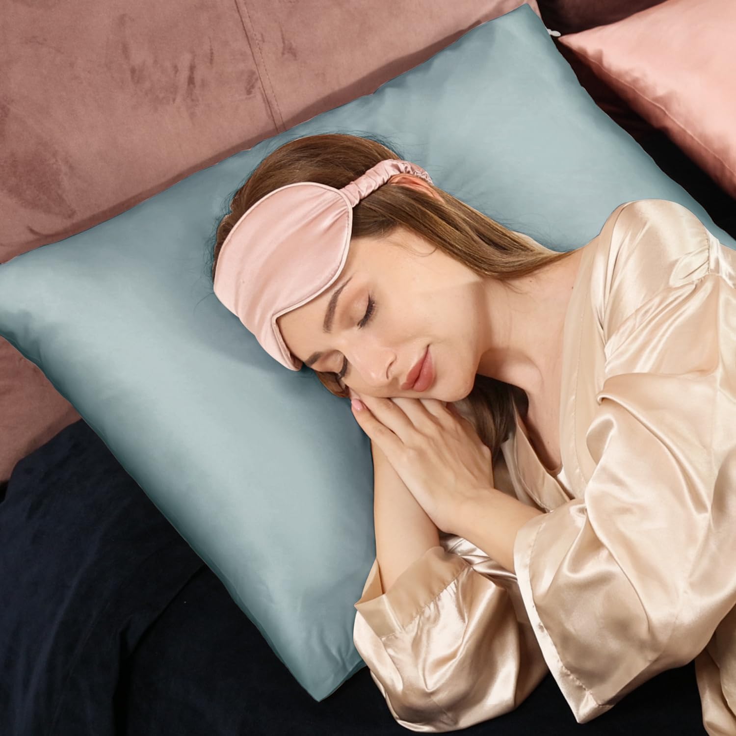 Adubor – Funda de almohada de seda de 22 momme, para el pelo y la piel, fundas 100% seda de morera natural