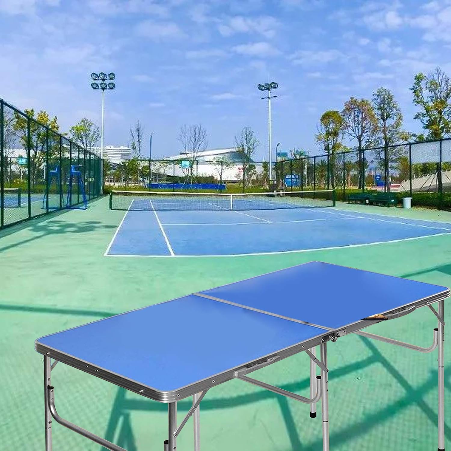Mesa de tenis de mesa plegable para interiores con red, mesa de juegos de pingpong, fácil de fijar y quitar la red