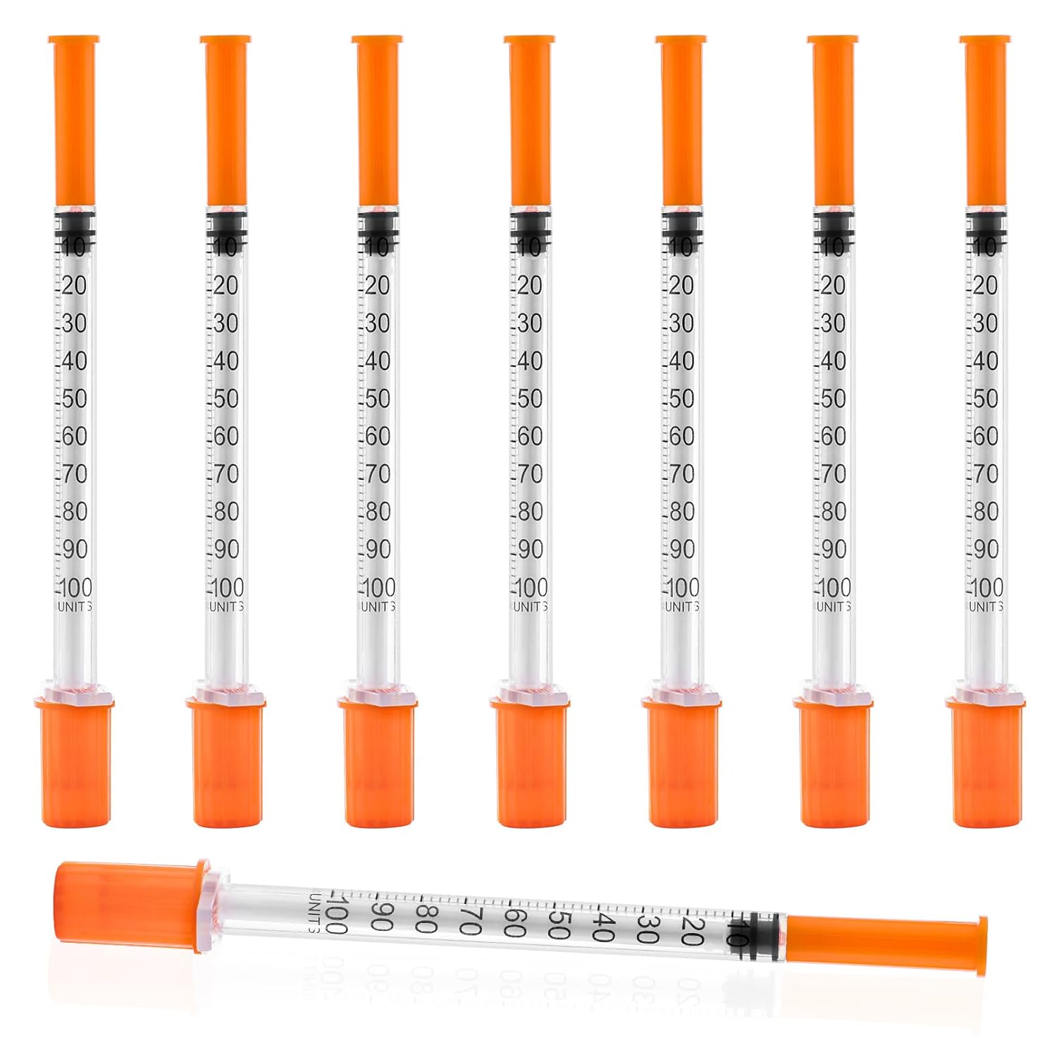 U-100 – Jeringa de 0.0 fl oz con aguja, jeringas 31G 14 pulgadas 0.236 in 1cc, paquete individual desechable, paquete de 100
