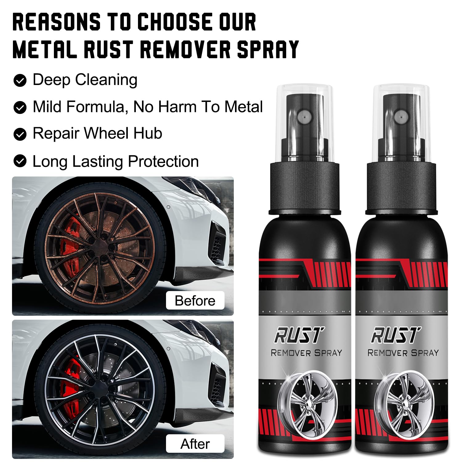 Aerosol de eliminación de óxido de automóvil de 3.4 fl oz para removedor de óxido de metal multifuncional, convertidor de óxido de pintura metálica