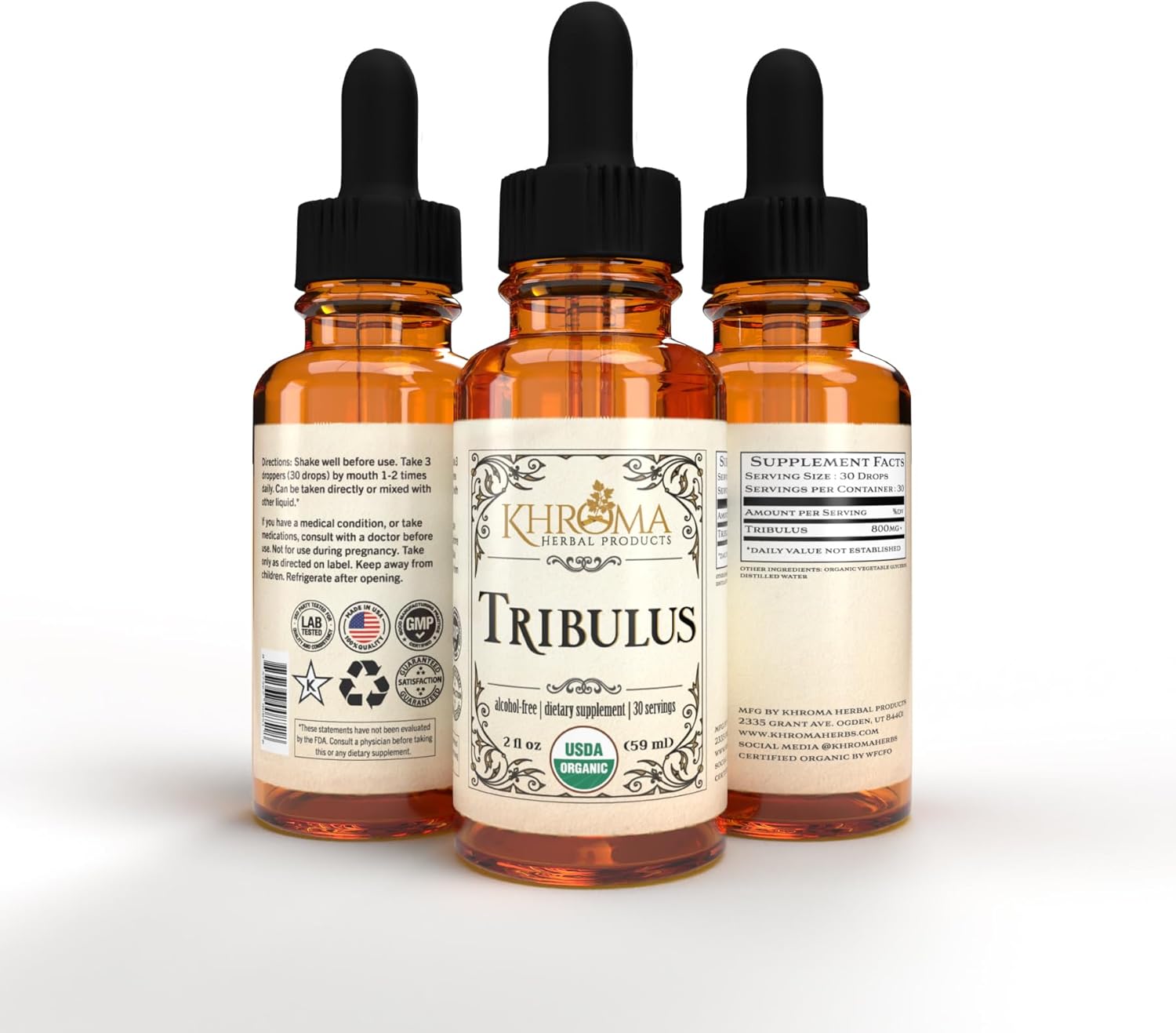 Organic Tribulus 30 porciones – 800 mg – Líquido de máxima fuerza – Sin alcohol – 2 onzas líquidas