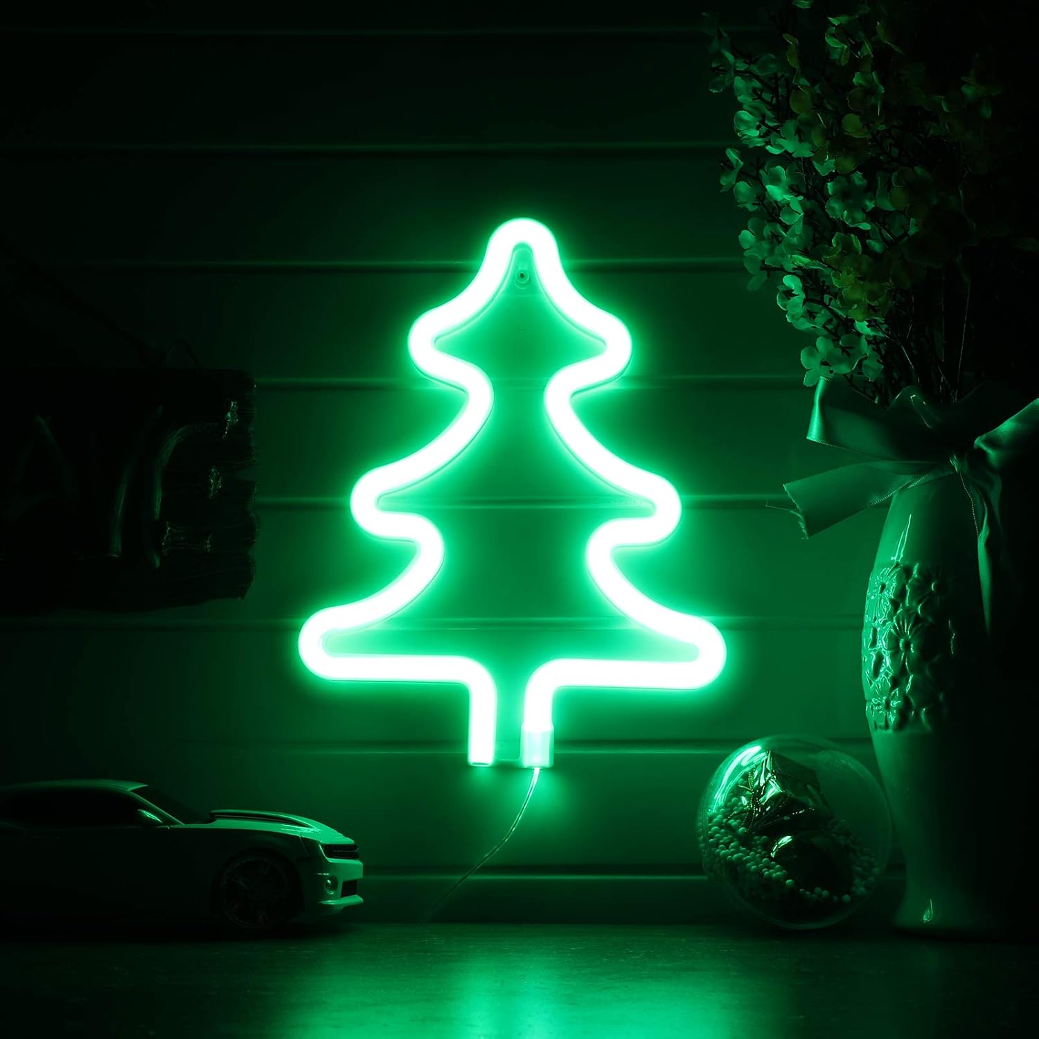 Christmas Tree Neon Signs,Led Neon Signs for Wall Decor, Battery or USB Operated Neon Light Sign Light Up for Kids Room,Bar,Christmas,Parties,Home