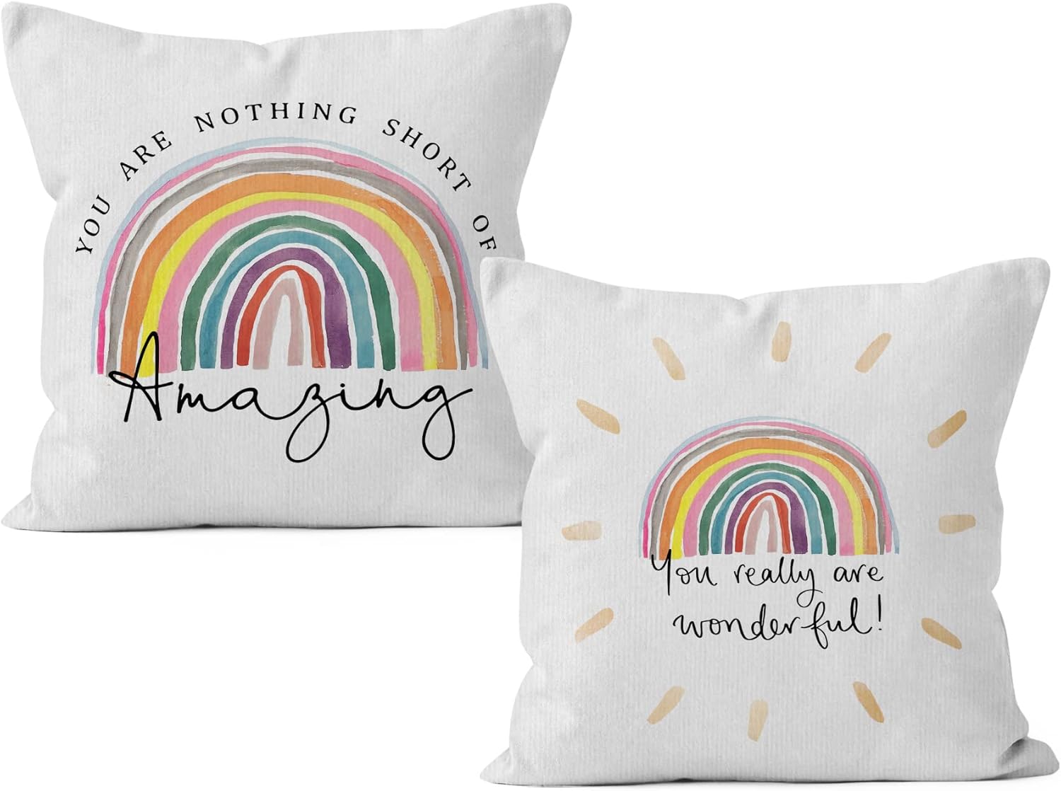 HIWX You are Nothing Short of Amazing Wonderful – Funda de almohada decorativa, diseño de arco iris motivacional para sofá, cama, habitación,