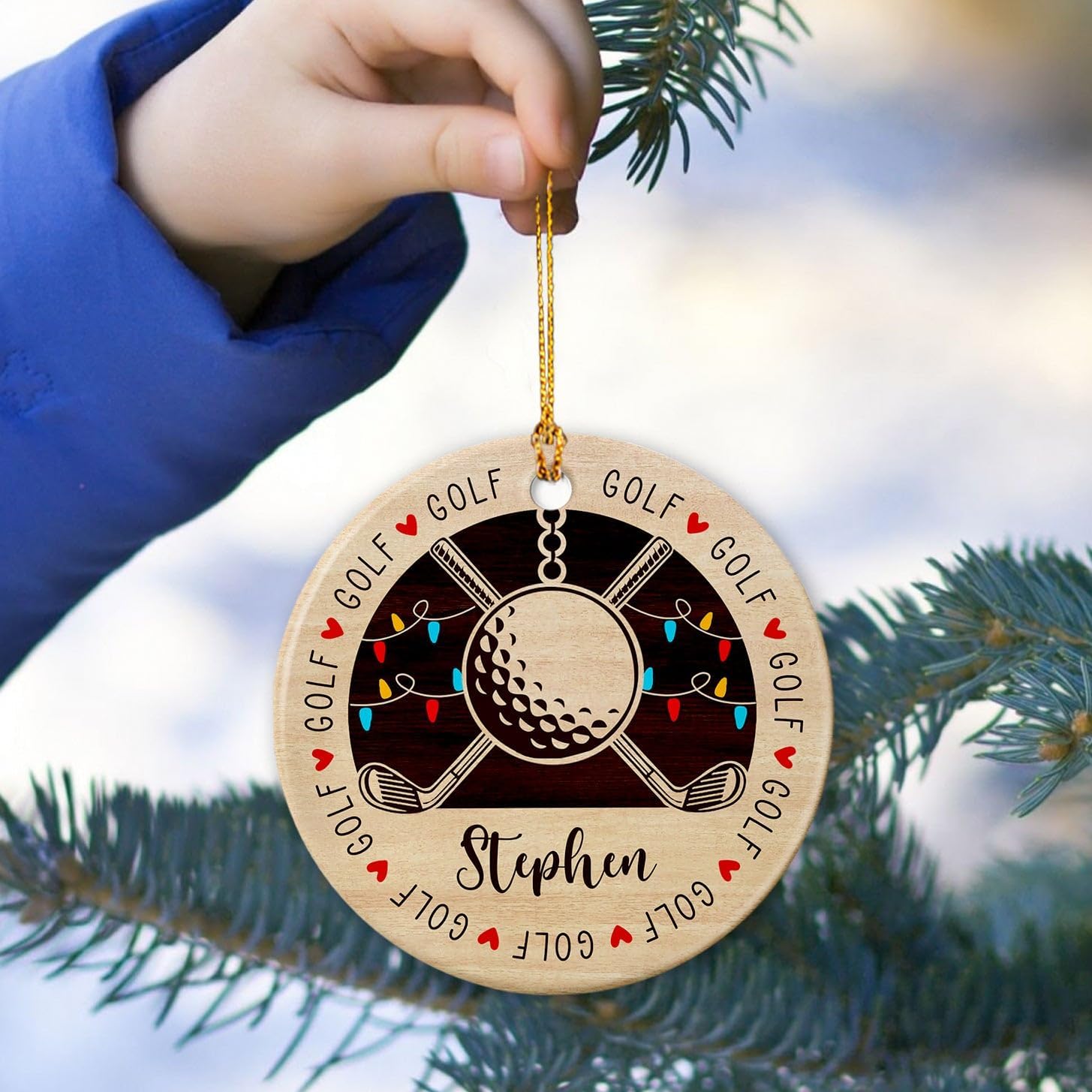 Adorno de golf personalizado, adorno de árbol de Navidad de golfista, regalo de recuerdo, adorno de cerámica de Navidad para golfista, adorno de
