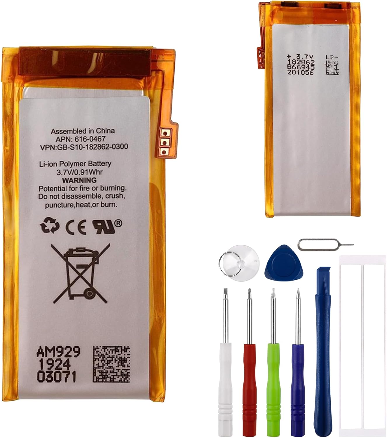 Batería de repuesto 616-0406 compatible con iPod Nano 5 generación 5G 8GB 16GB 616-0406 250mAh A1320 con herramientas