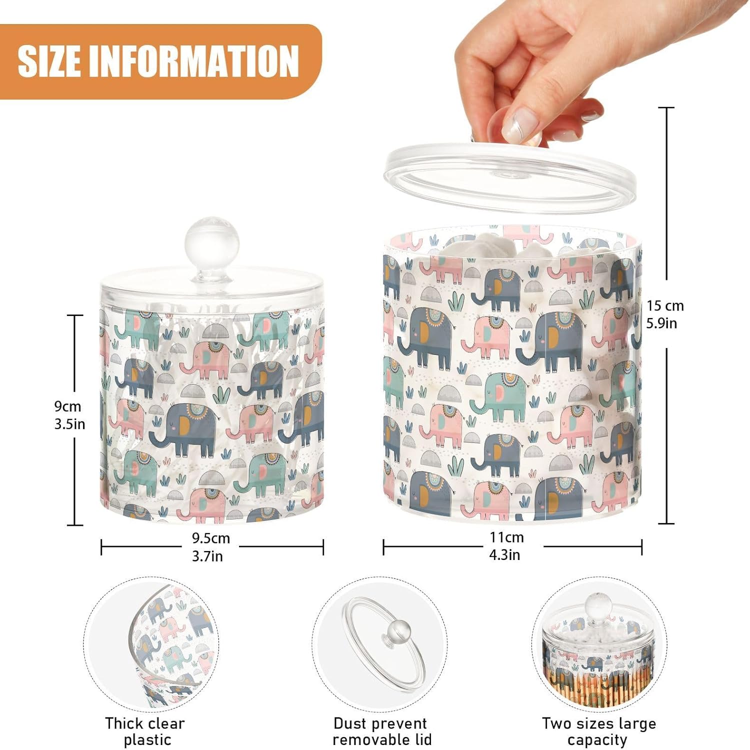 Tarros de elefantes con tapas, tarros decorativos para baño, recipientes para lavandería, contenedor de bolas de algodón para dormitorio, artículos