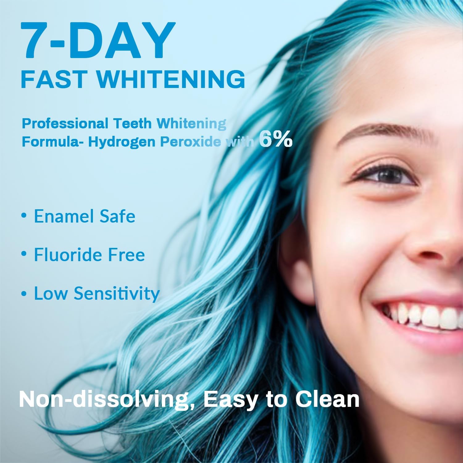 Tiras blanqueadoras de dientes, gel blanqueador de dientes con peróxido de hidrógeno al 6%, tiras blanqueadoras no disolventes, blanqueamiento