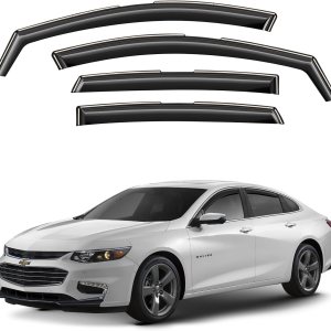 Co – Deflectores de visera de ventilación de ventana lateral tintados en el canal, protectores de lluvia compatibles con Chevrolet (Chevy) Malibu Co – Deflectores de visera de ventilación de ventana lateral tintados en el canal, protectores de lluvia compatibles con Chevrolet (Chevy) Malibu