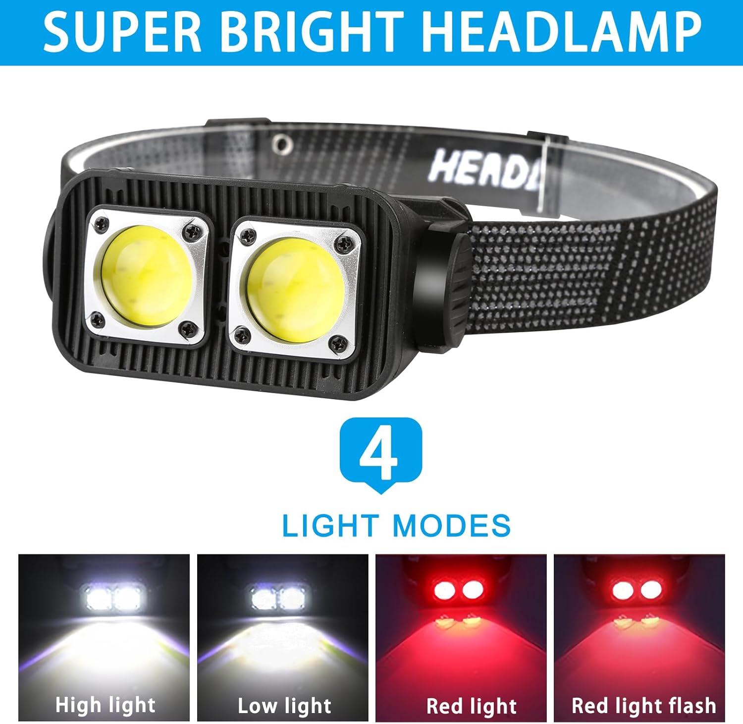 Linterna frontal recargable, sensor de movimiento de 1000 lúmenes, lámpara LED recargable para exteriores, impermeable, IPX4, para caminar por la
