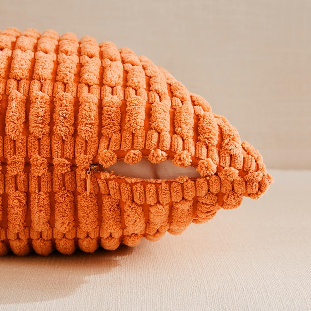Fancy Homi Paquete de 4 fundas de almohada decorativas de otoño naranja de 18 x 18 pulgadas para sofá, sala de estar, cama, sofá, calabaza de