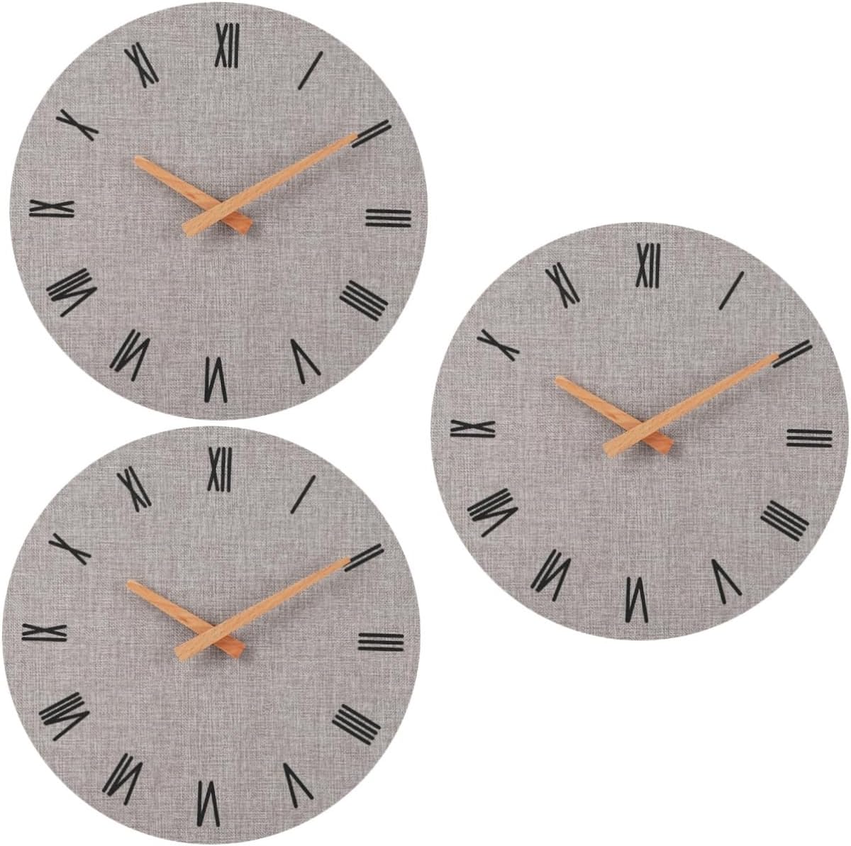 IMIKEYA 3 Pcs 12 Silent Wall Clock Roman Numeral Wall Clock Digital Wall Clock Wall Clocks Digital Retro Wall Clock Vintage Wall Clock Decorative