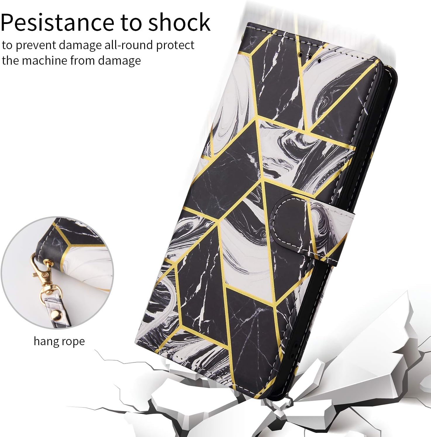 Asuwish Compatible con Samsung Galaxy A13 5G – Funda tipo cartera y protector de pantalla de vidrio templado, funda de cuero con función atril para
