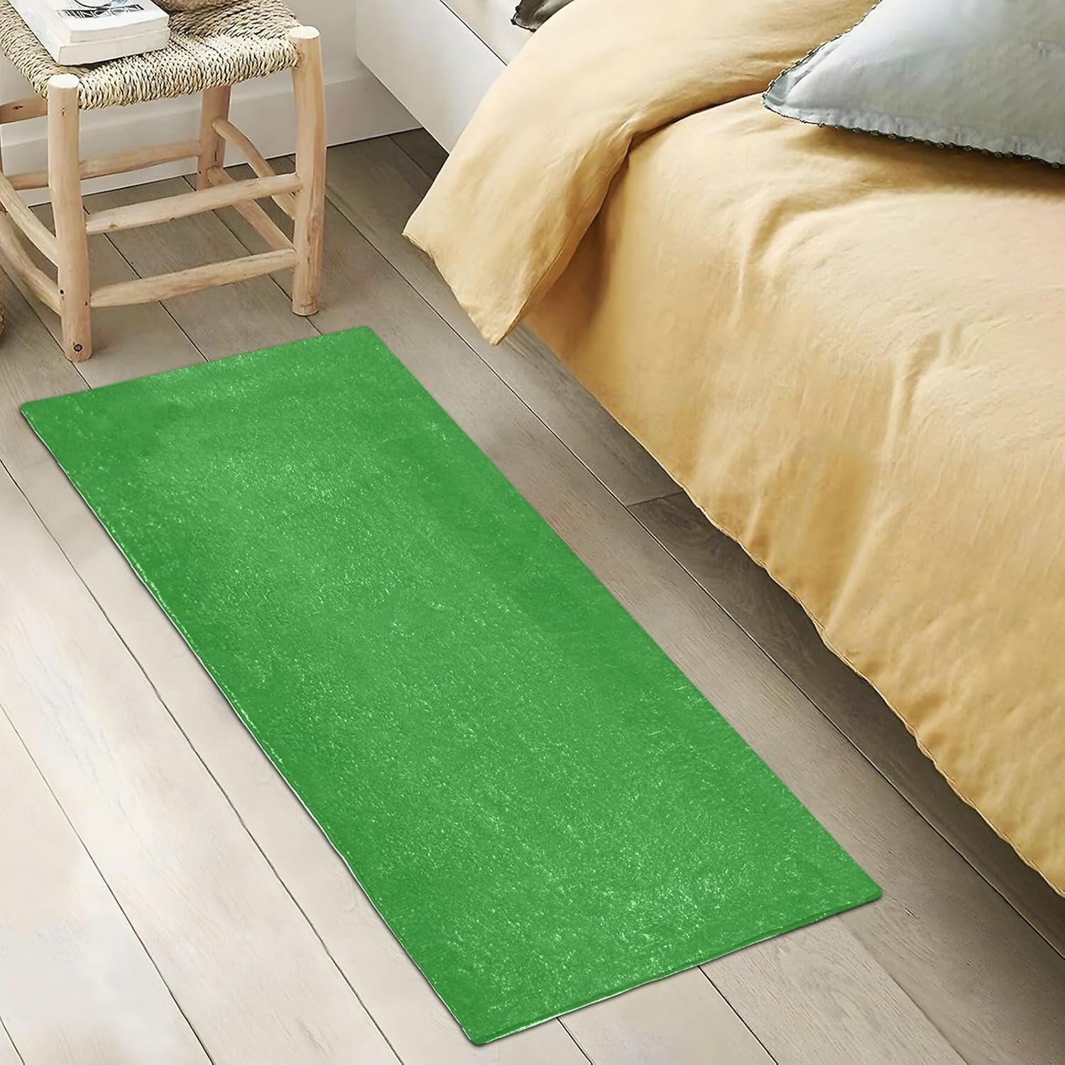 Tapete de baño de felpa verde bosque, parte trasera de goma antideslizante, lavable, absorbente, 39 x 20 pulgadas