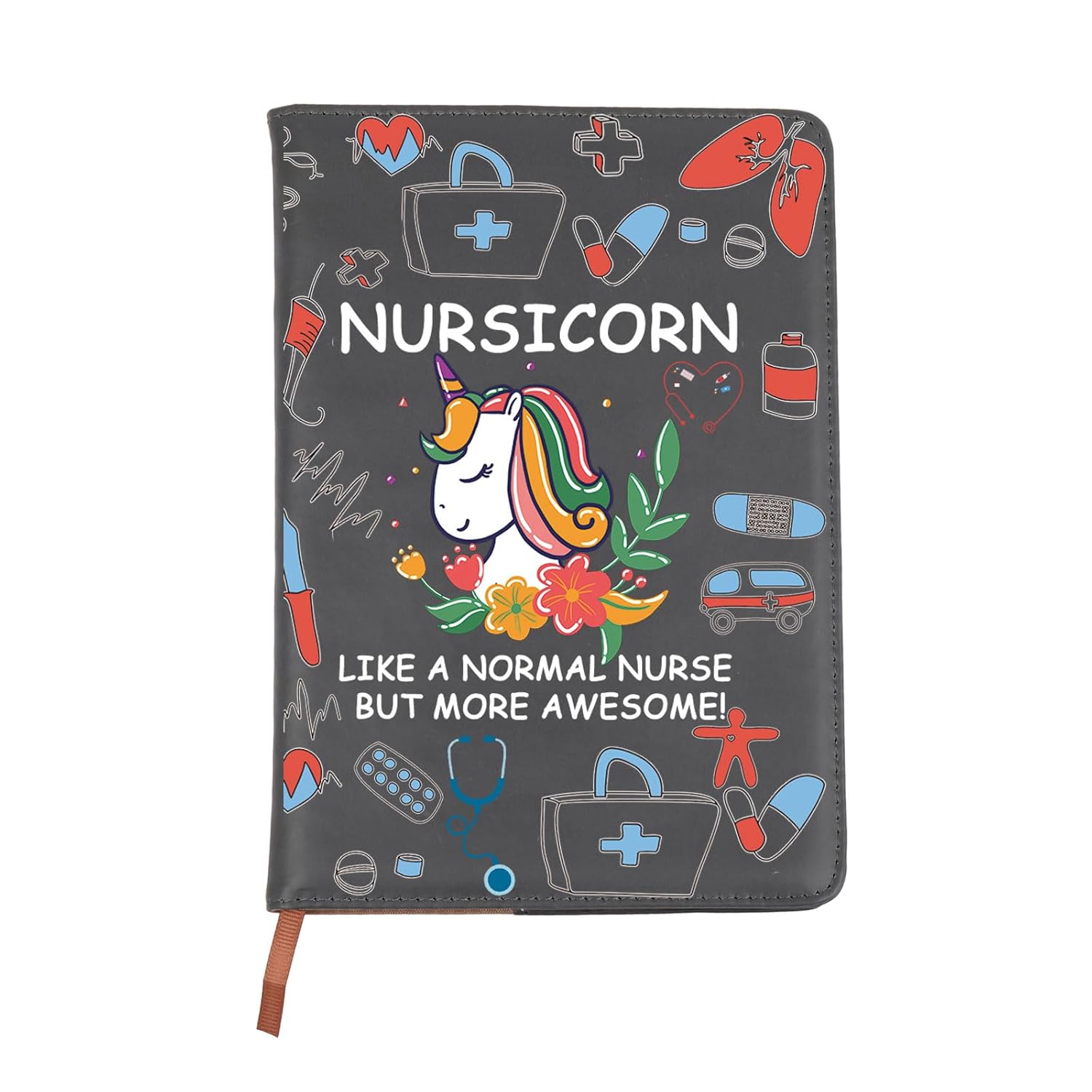 BNQL Nursicorn Nurse Gifts Nurse Leather Notebook Journal Funny Nursicorn RN NP Nursing Gifts Appreciation Birthday Gifts for Nurse (nurse Nursicorn