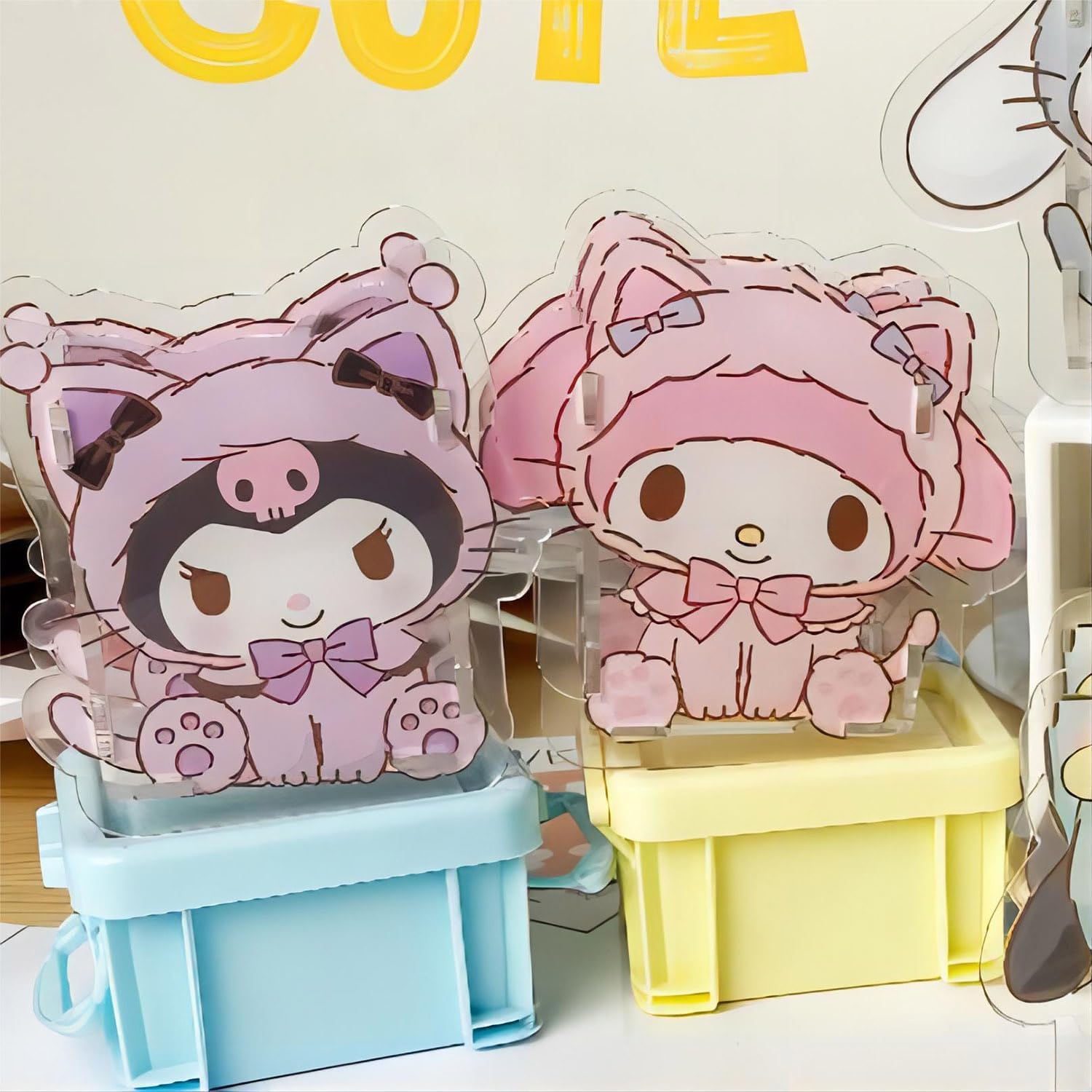 2 Pieces Cute Pen HolderKawaii Mini Clear Acrylic Pencil HolderMy Melody and Kuromi Desktop Organizer Stationery Storage Holder for Kids GirlsEasy