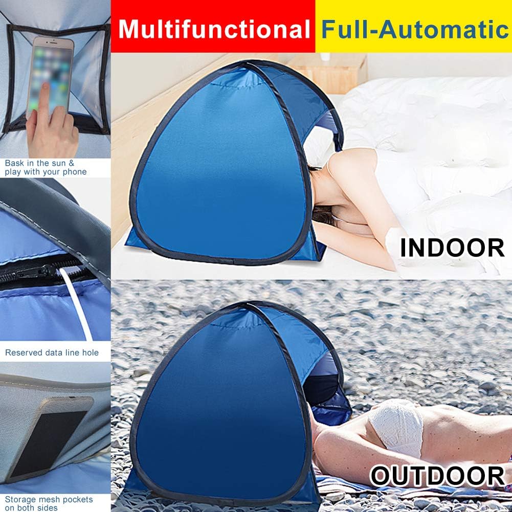 Refugio solar de playa, mini parasol para playa, refugio solar portátil totalmente automático, tienda de protección solar para protección solar