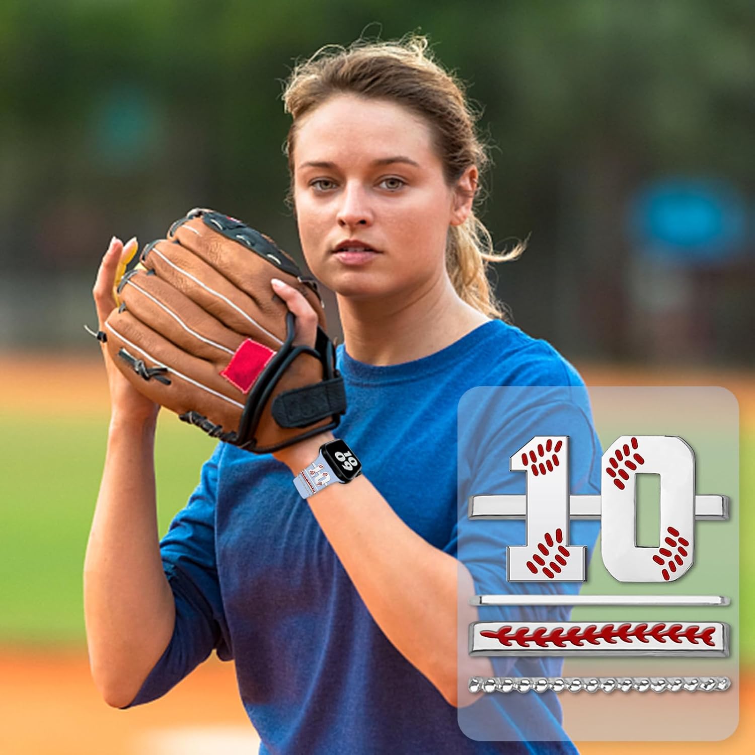 YeeCASE Dijes de reloj de béisbol con números para niños de 00 a 30 atletas de números decorativos compatibles con accesorios de Apple Watch de