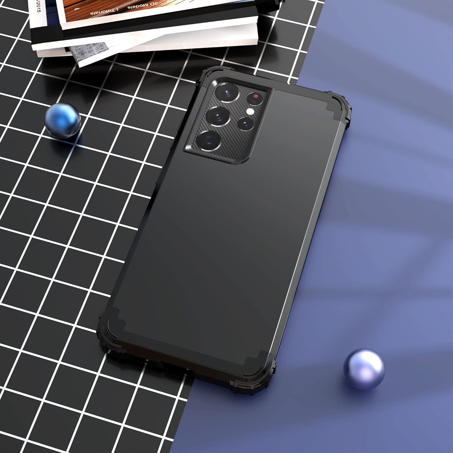 IDweel Funda para Samsung Galaxy S21 Ultra 5G, híbrida 3 en 1 a prueba de golpes, resistente, protección de policarbonato duro, silicona suave,