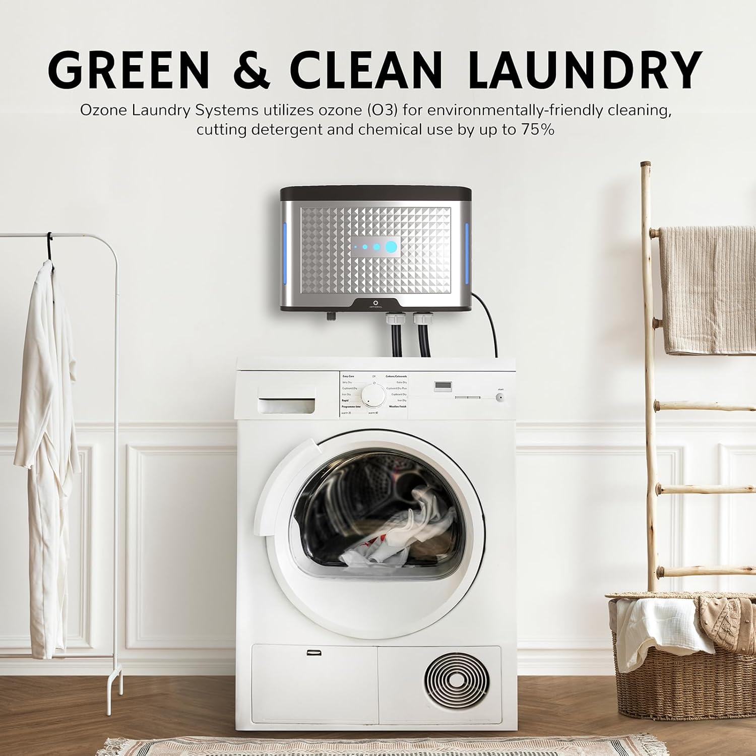 AIRTHEREAL AH20K Sistema de lavandería con ozono – Generador de ozono para lavadora, dispositivo de agua con ozono – Desinfecta y lava la ropa con
