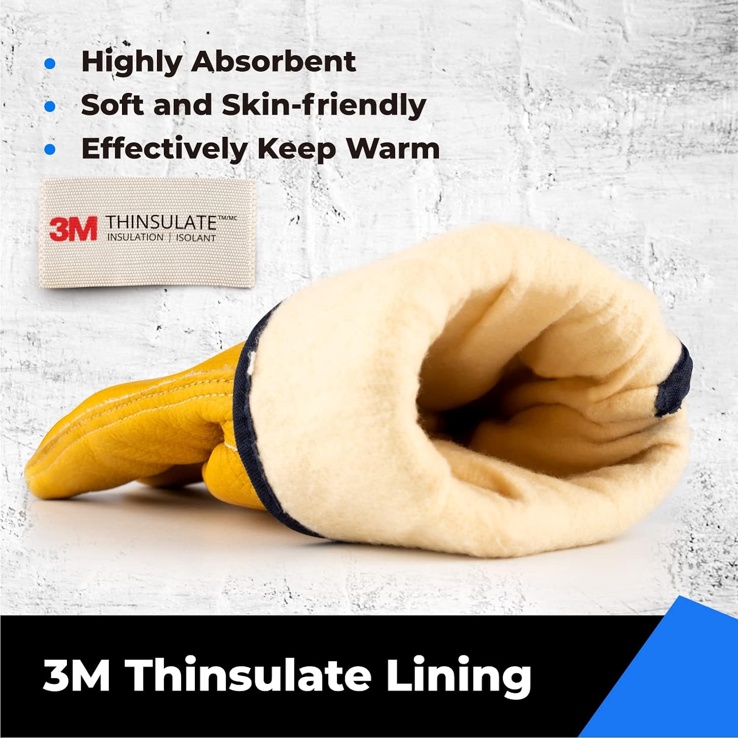 toolant Guantes de trabajo de cuero de invierno, forro Thinsulate cálido 3M para trabajo en clima frío, guantes con aislamiento térmico