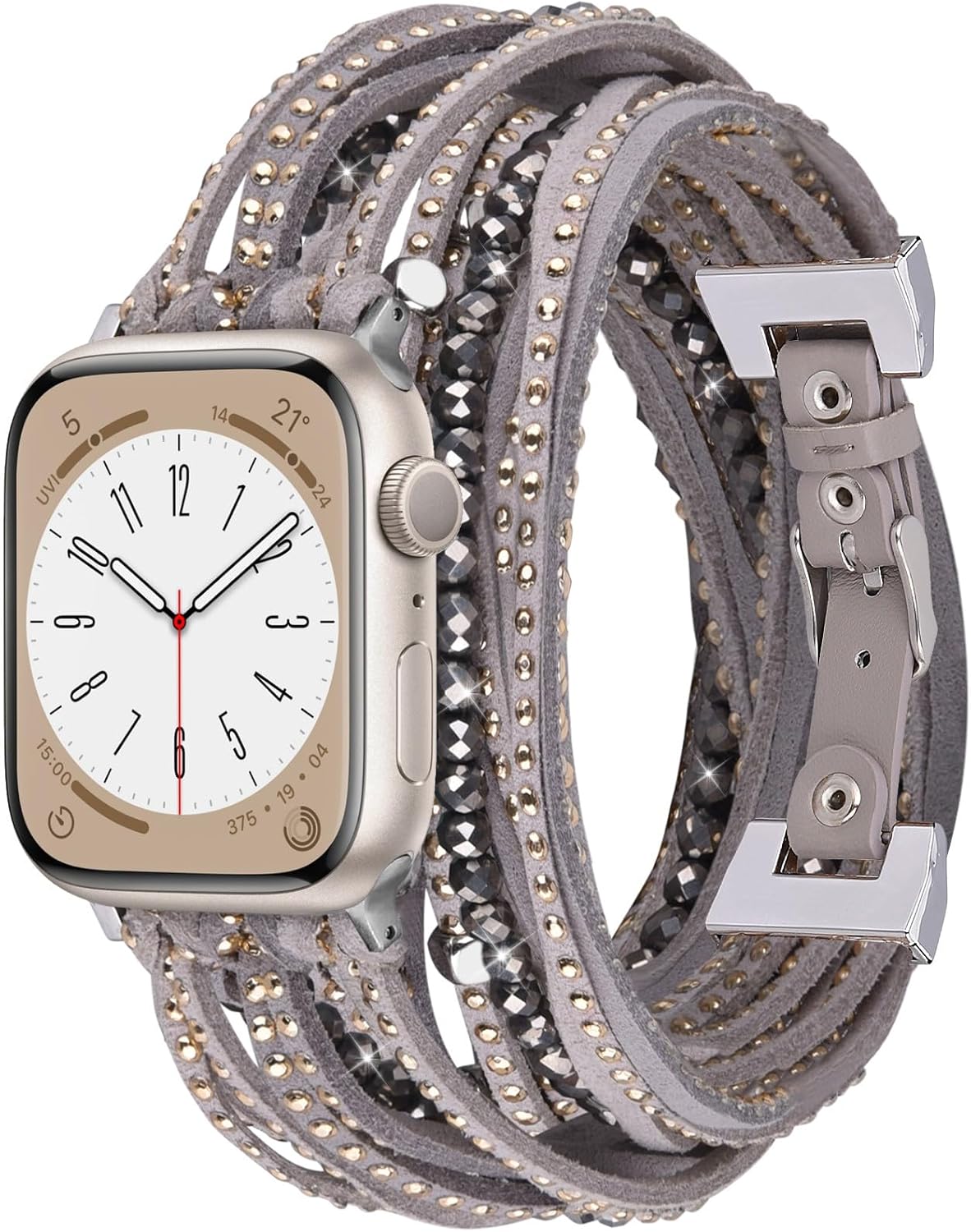 V-MORO Pulsera bohemia compatible con correas de Apple Watch de 1.772 pulgadas, 1.732 pulgadas, 1.654 pulgadas, pulseras envolventes multicapa